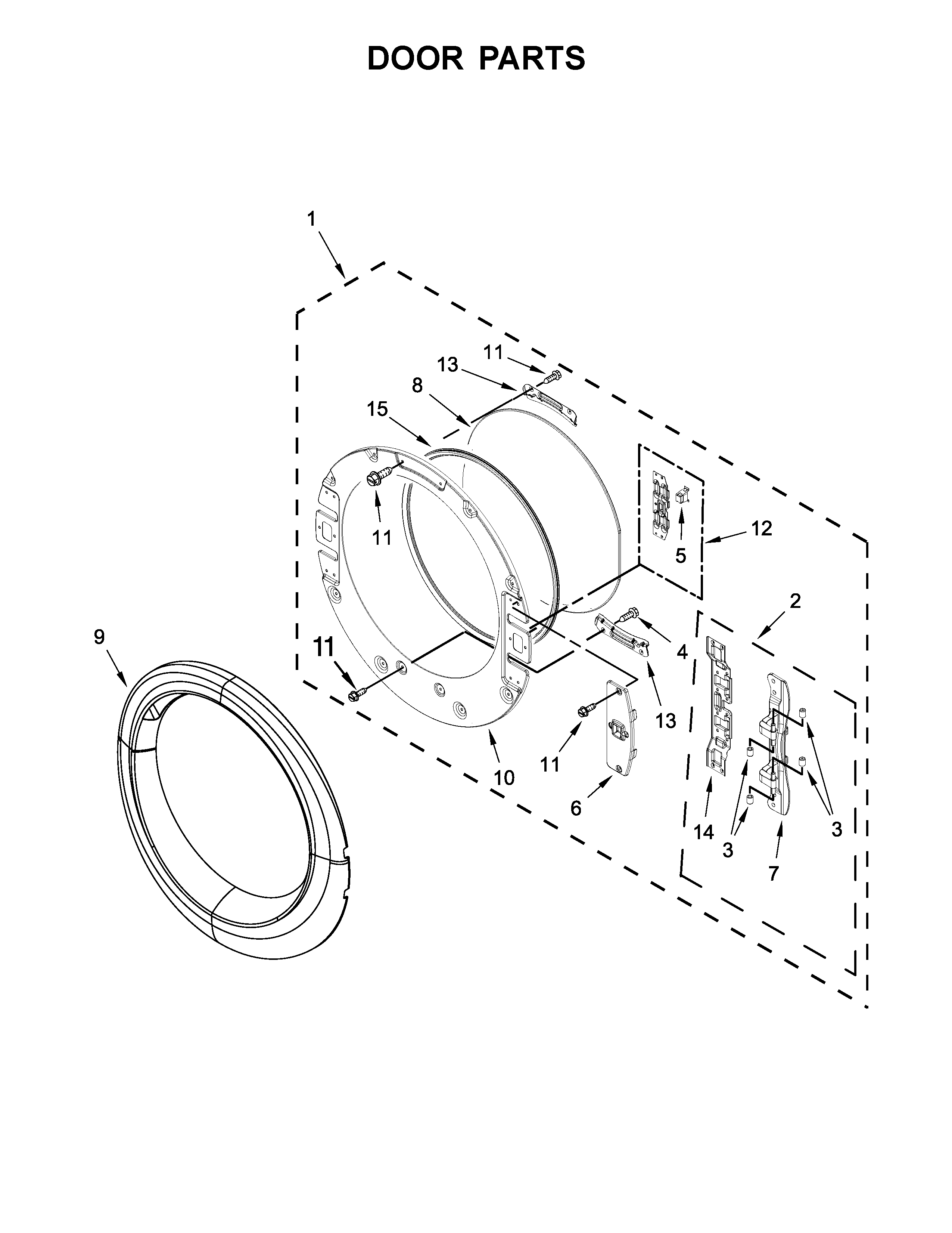 Whirlpool WGD92HEFW1 door parts diagram