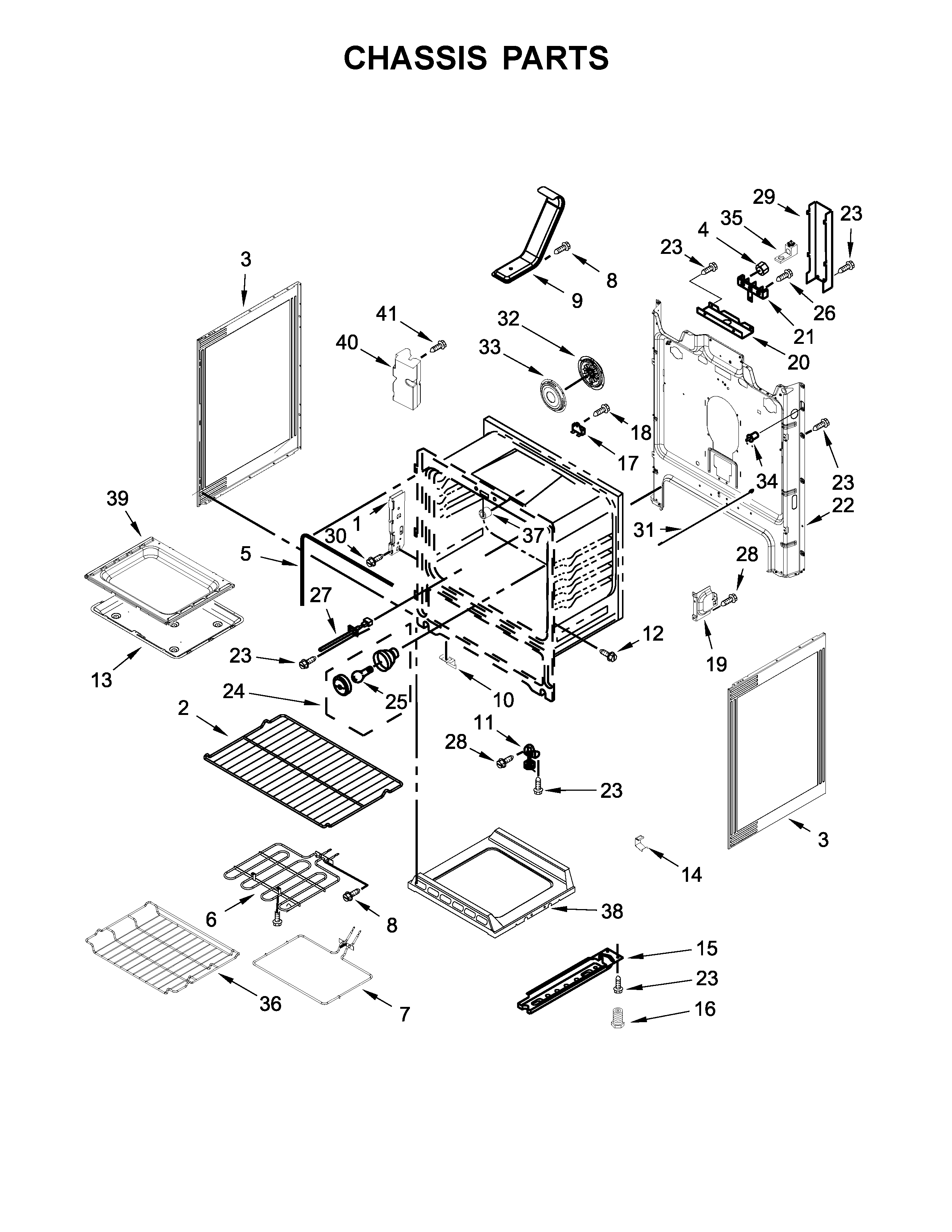 Whirlpool WFE540H0ES2 chassis parts diagram