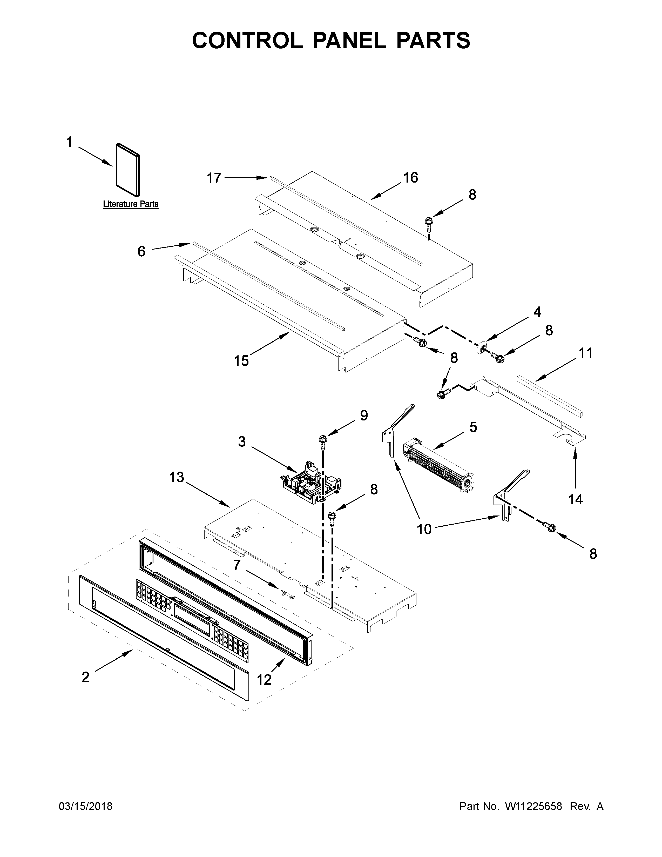 KitchenAid KOST107ESS02 control panel parts diagram