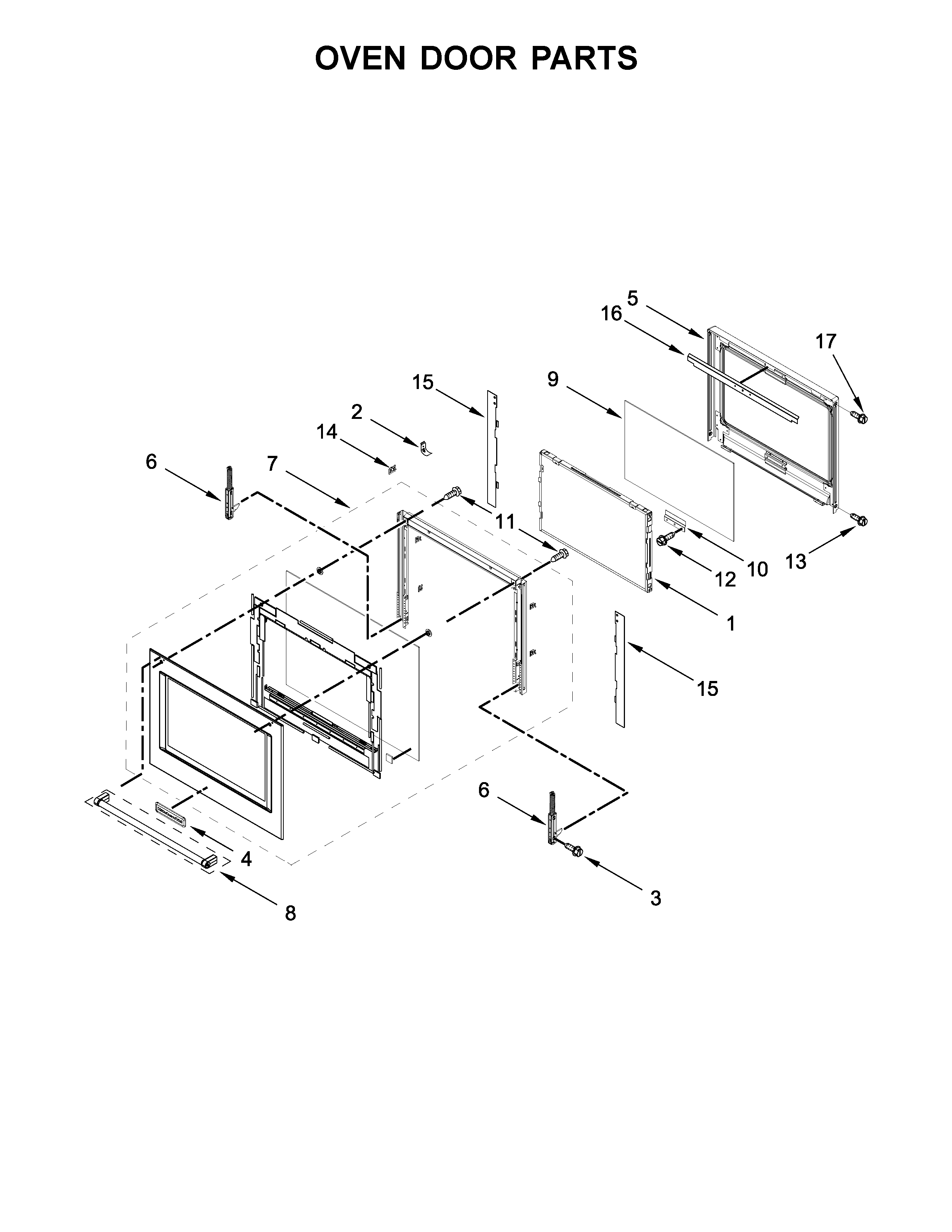 KitchenAid KOST107ESS02 oven door parts diagram