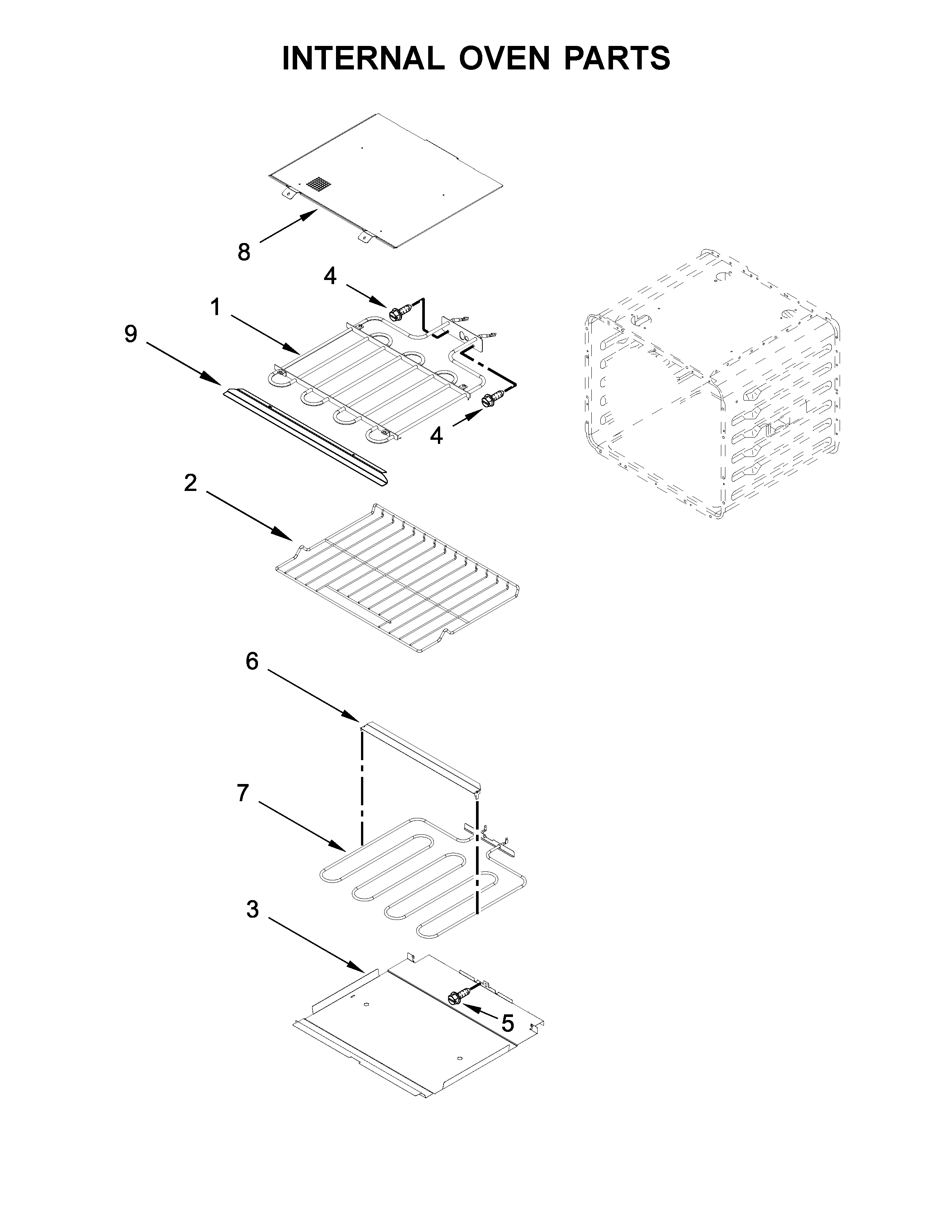 KitchenAid KOST107ESS02 internal oven parts diagram