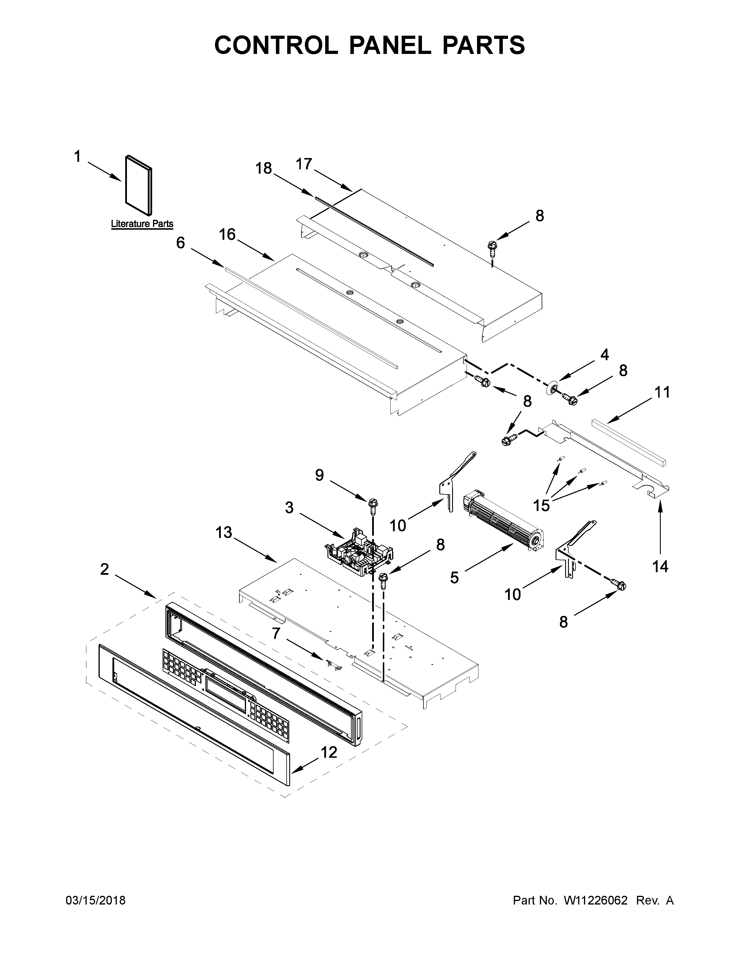 KitchenAid KODT107ESS02 control panel parts diagram