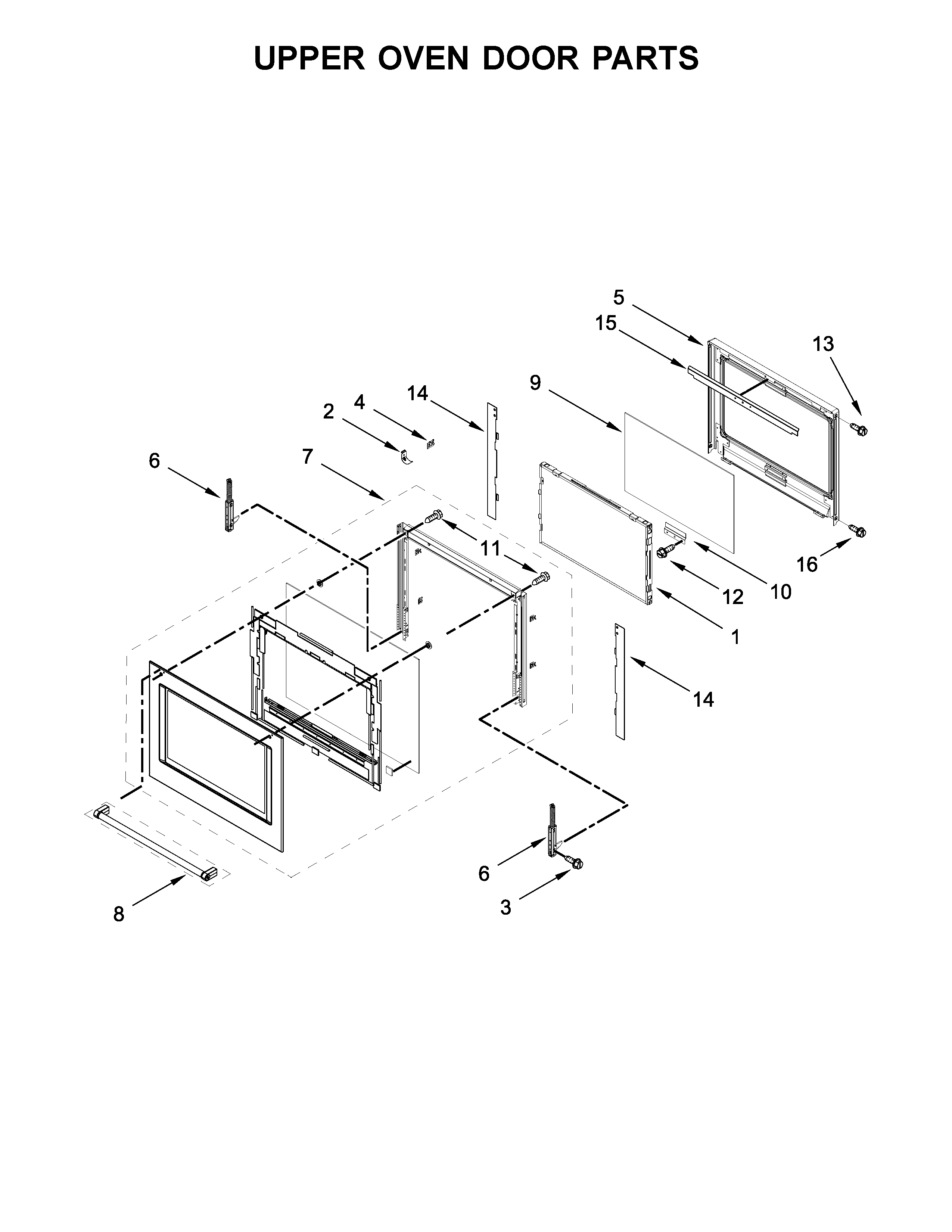 KitchenAid KODT107ESS02 upper oven door parts diagram