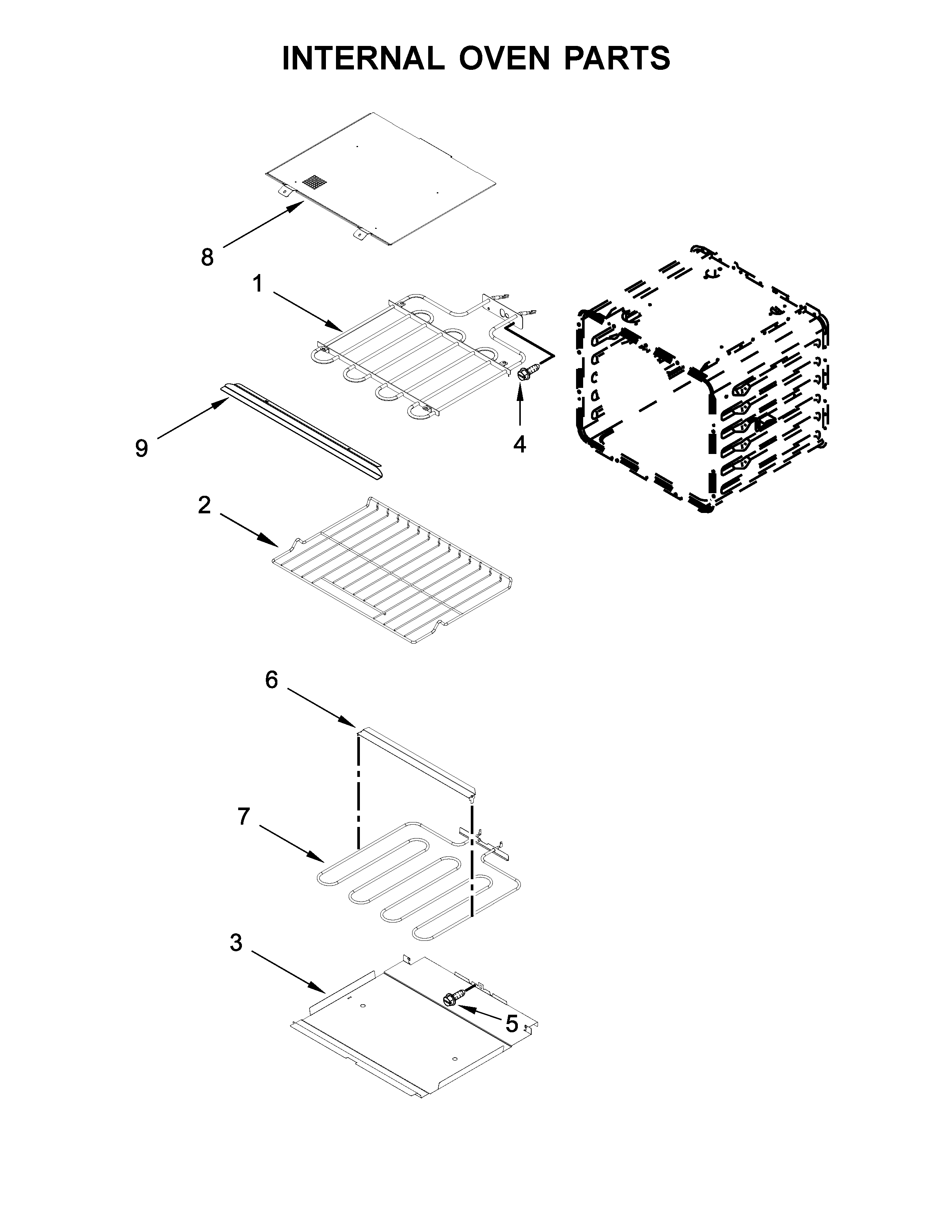 KitchenAid KODT107ESS02 internal oven parts diagram