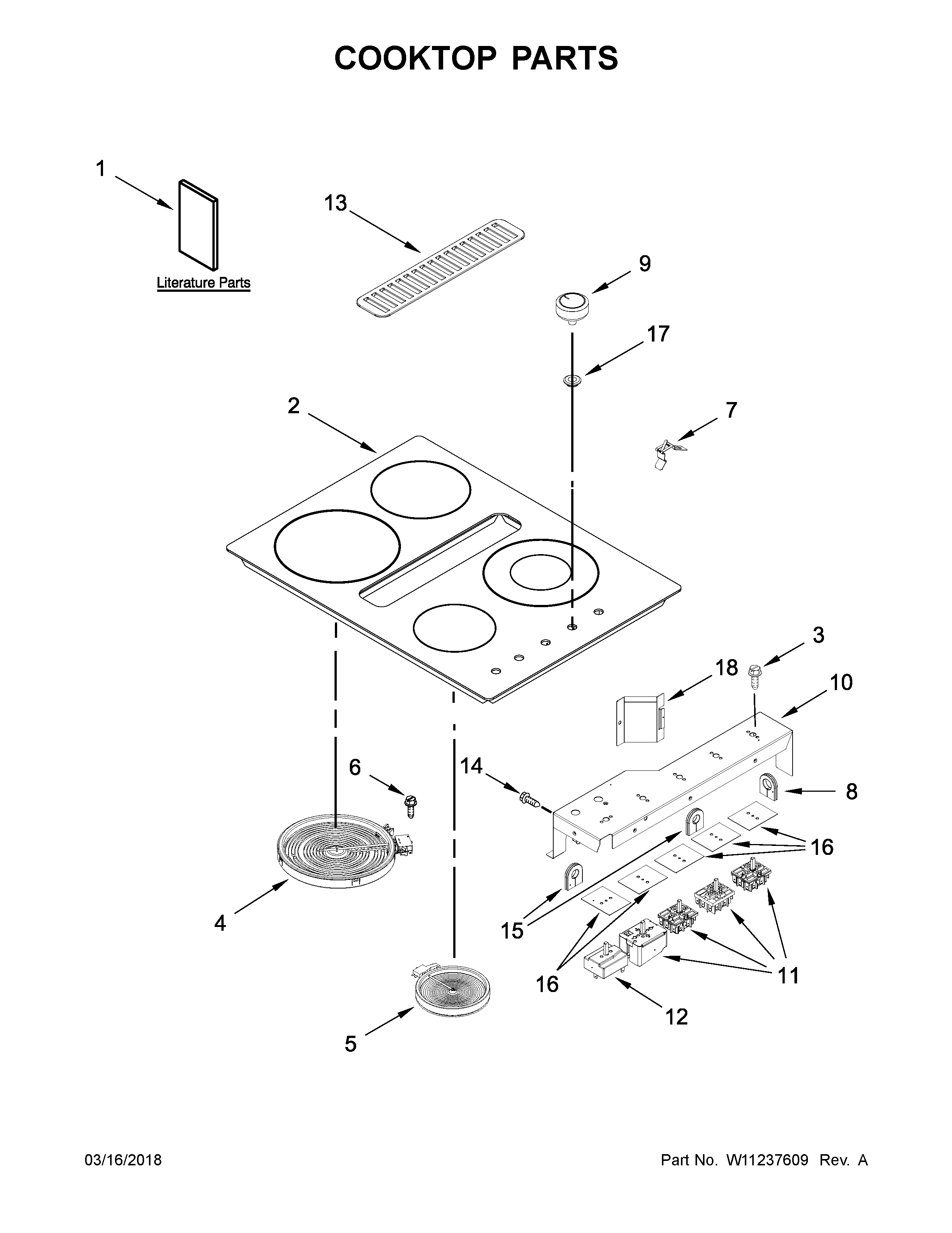 KitchenAid KCED600GSS01 cooktop parts diagram