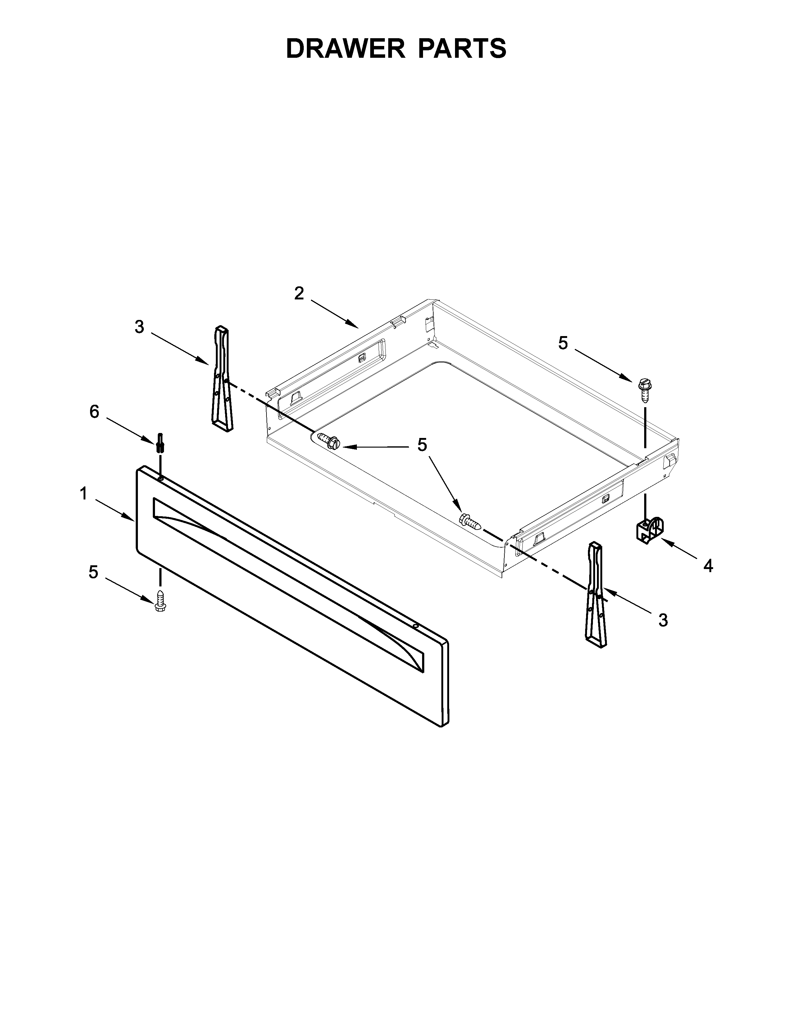 Whirlpool WFE510S0HB0 drawer parts diagram