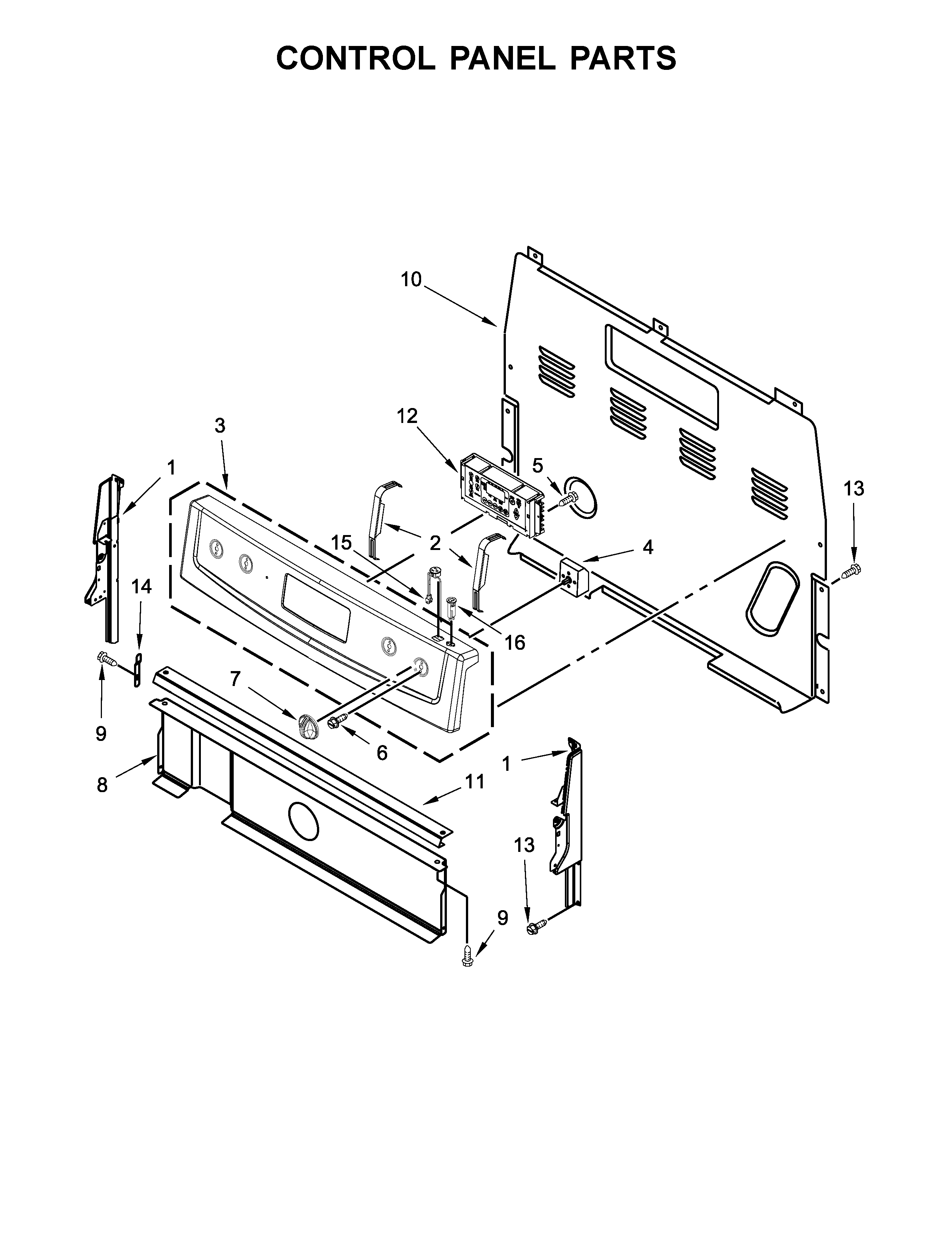 Amana YACR4503SFW0 control panel parts diagram