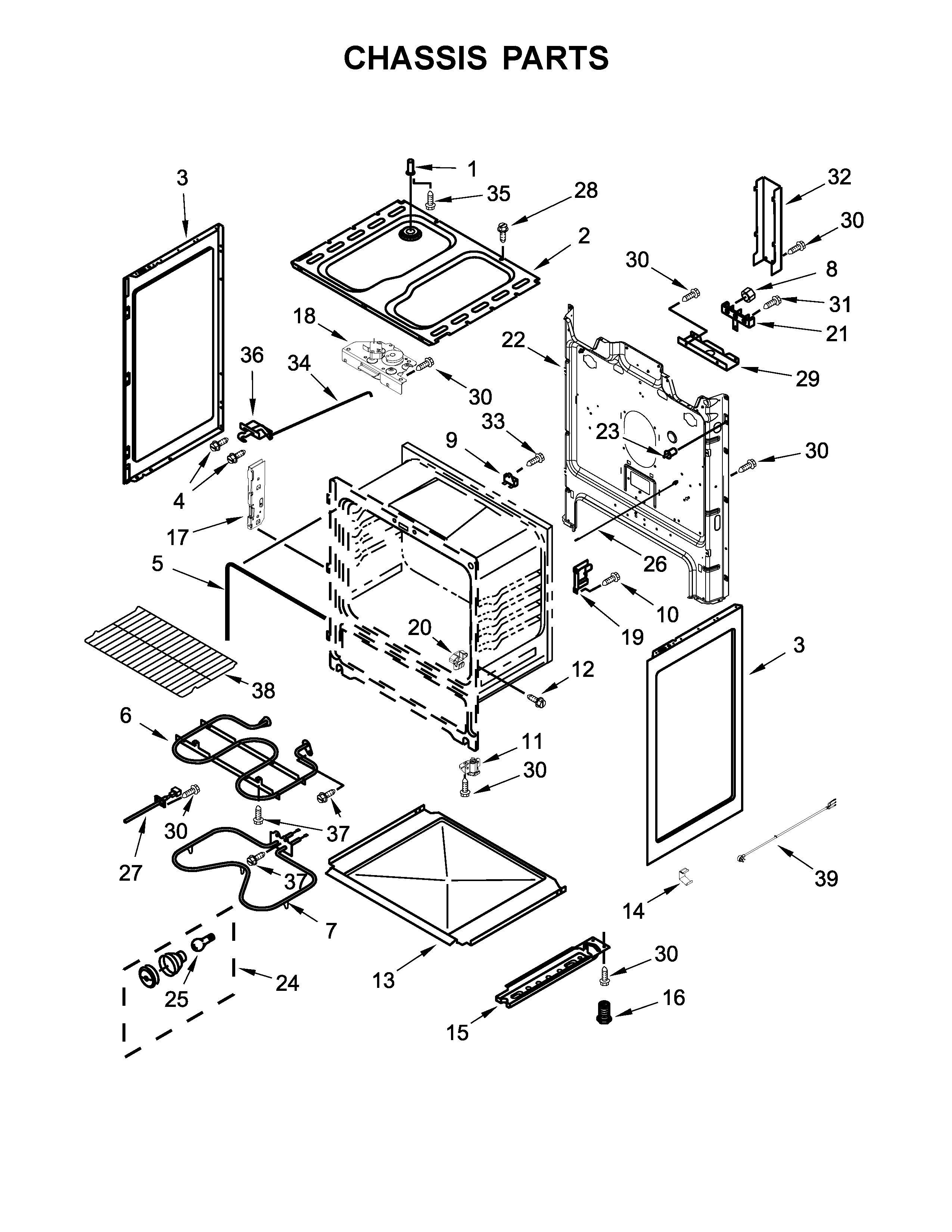 Amana YACR4503SFW0 chassis parts diagram