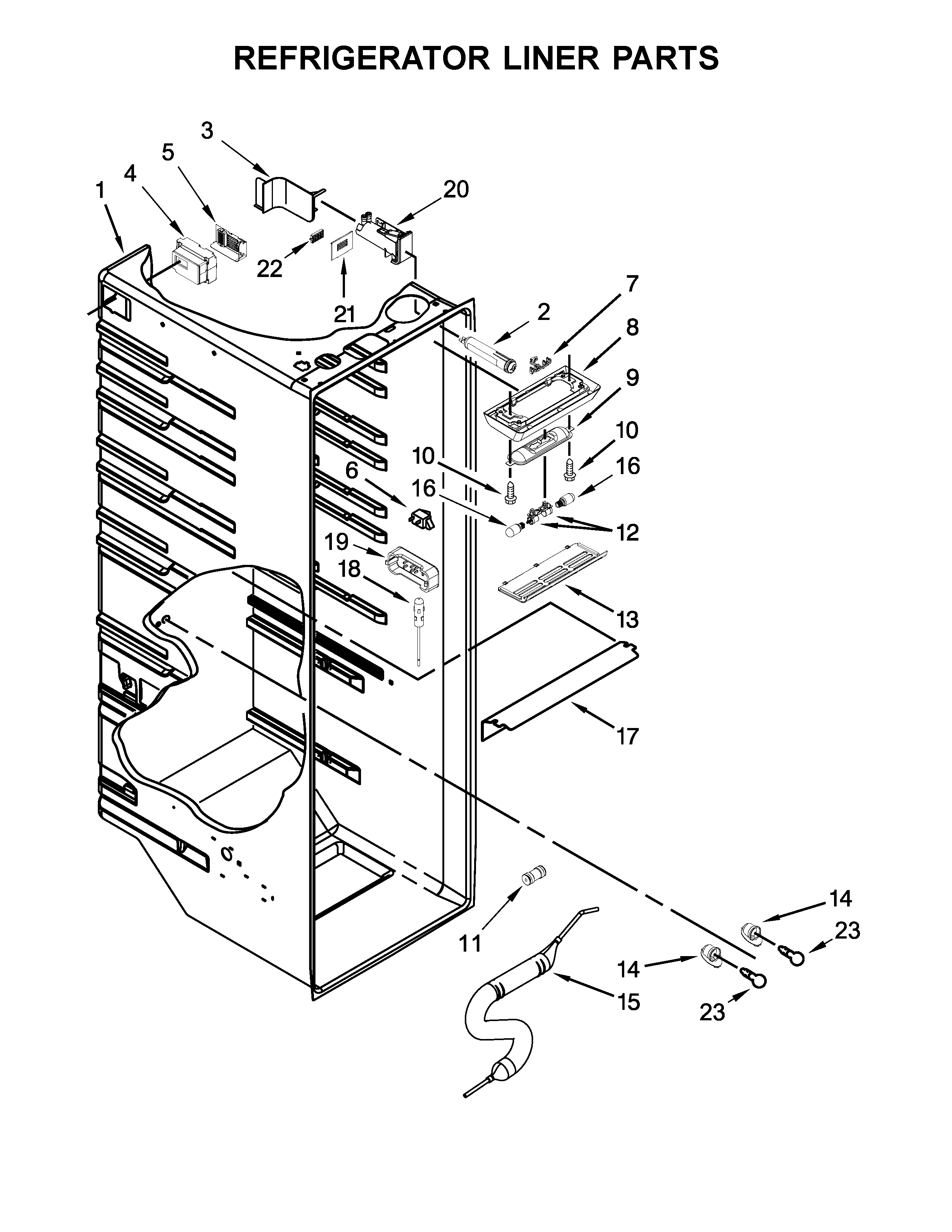 Maytag MSC21C6MFZ00 refrigerator liner parts diagram