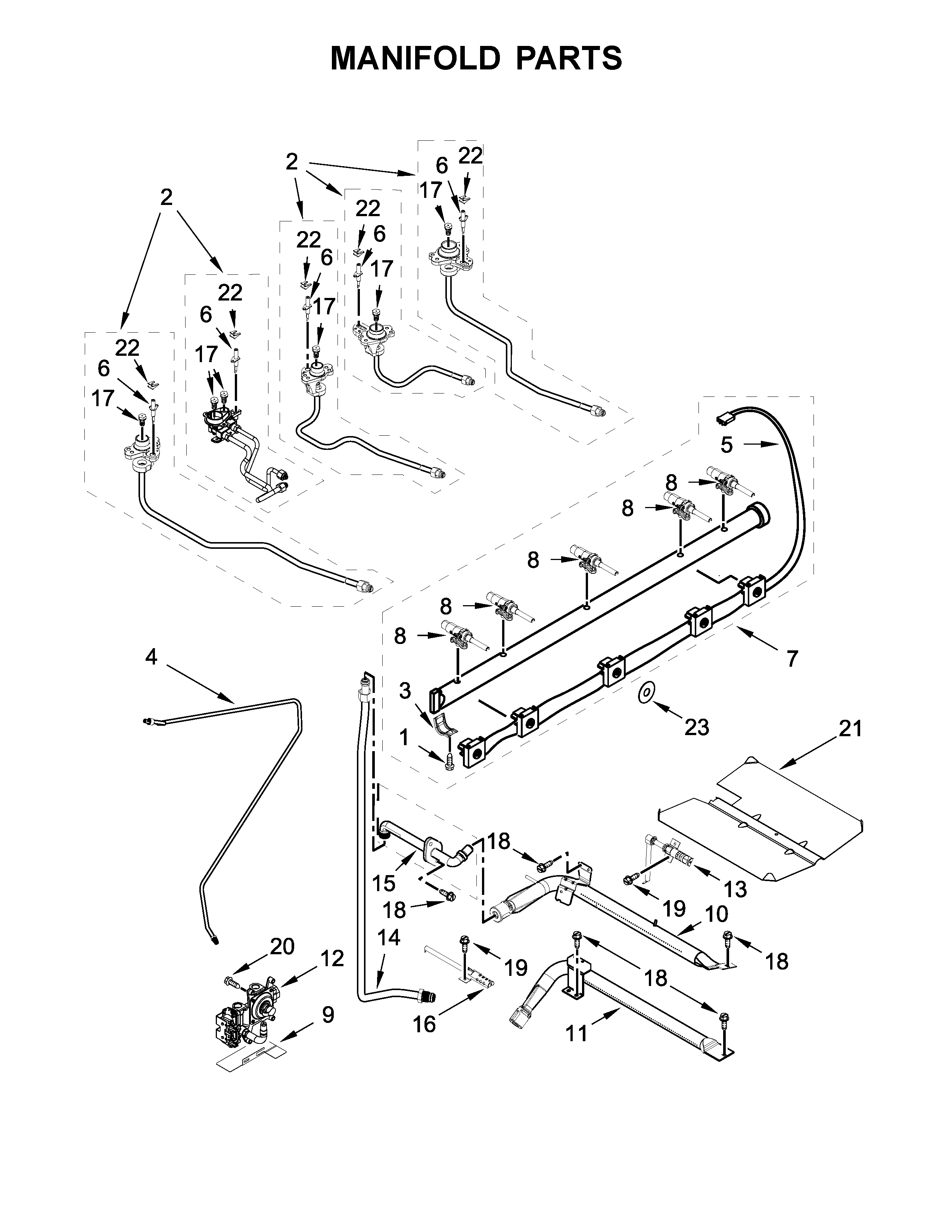 KitchenAid KSGG700EBL0 manifold parts diagram