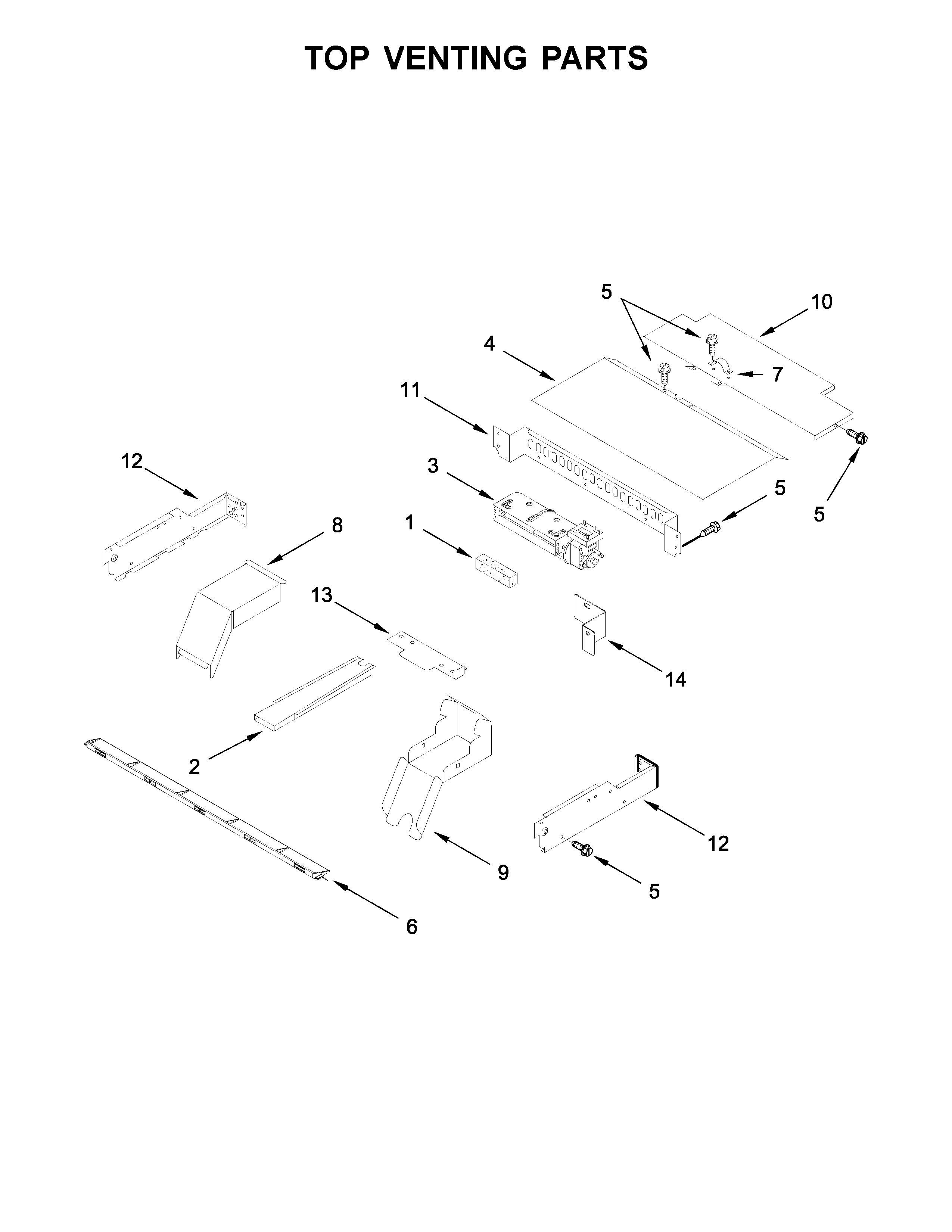 Whirlpool WOD51ES4ES01 top venting parts diagram