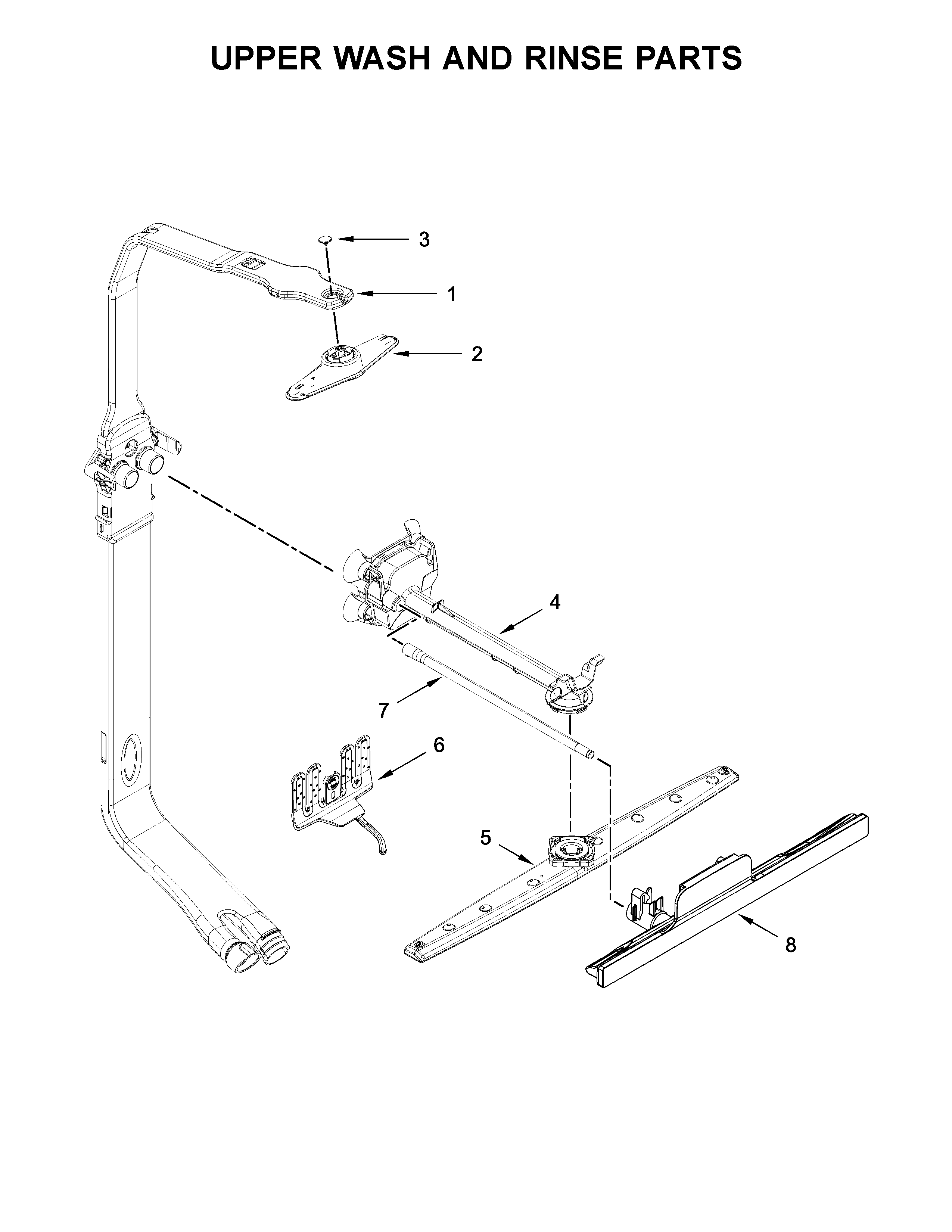 Whirlpool WDF770SAFZ1 upper wash and rinse parts diagram