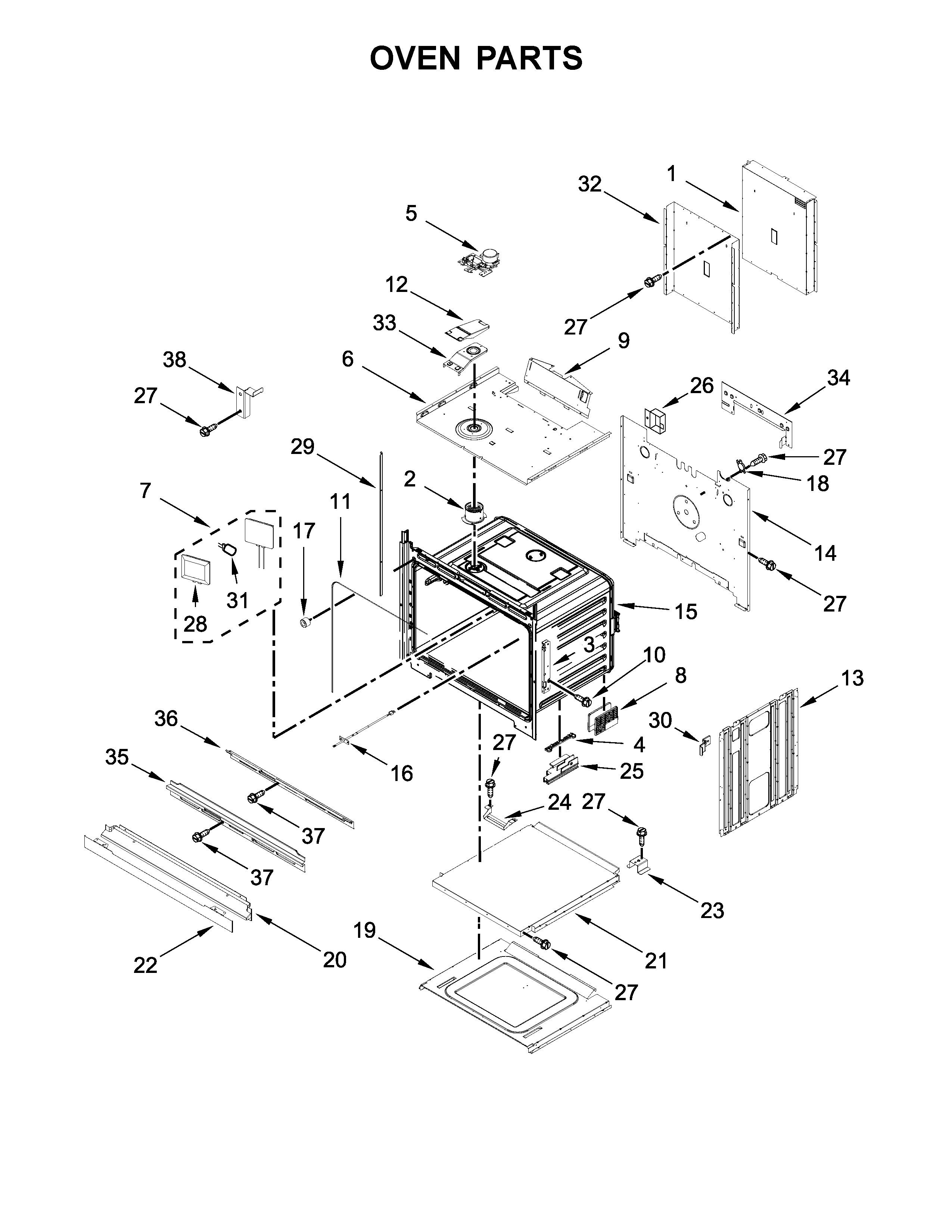 KitchenAid KODE500EBL04 oven parts diagram