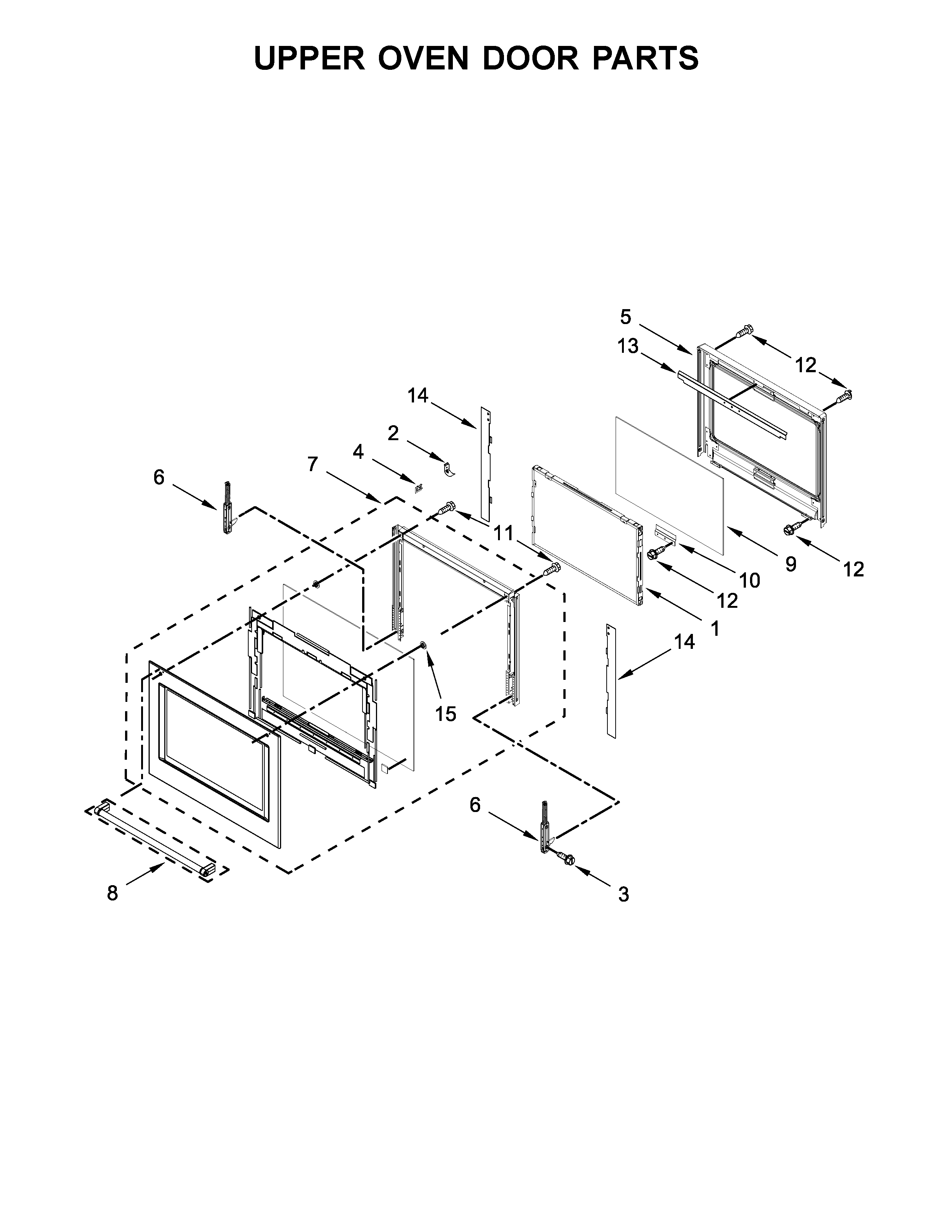 KitchenAid KODE500EBL04 upper oven door parts diagram