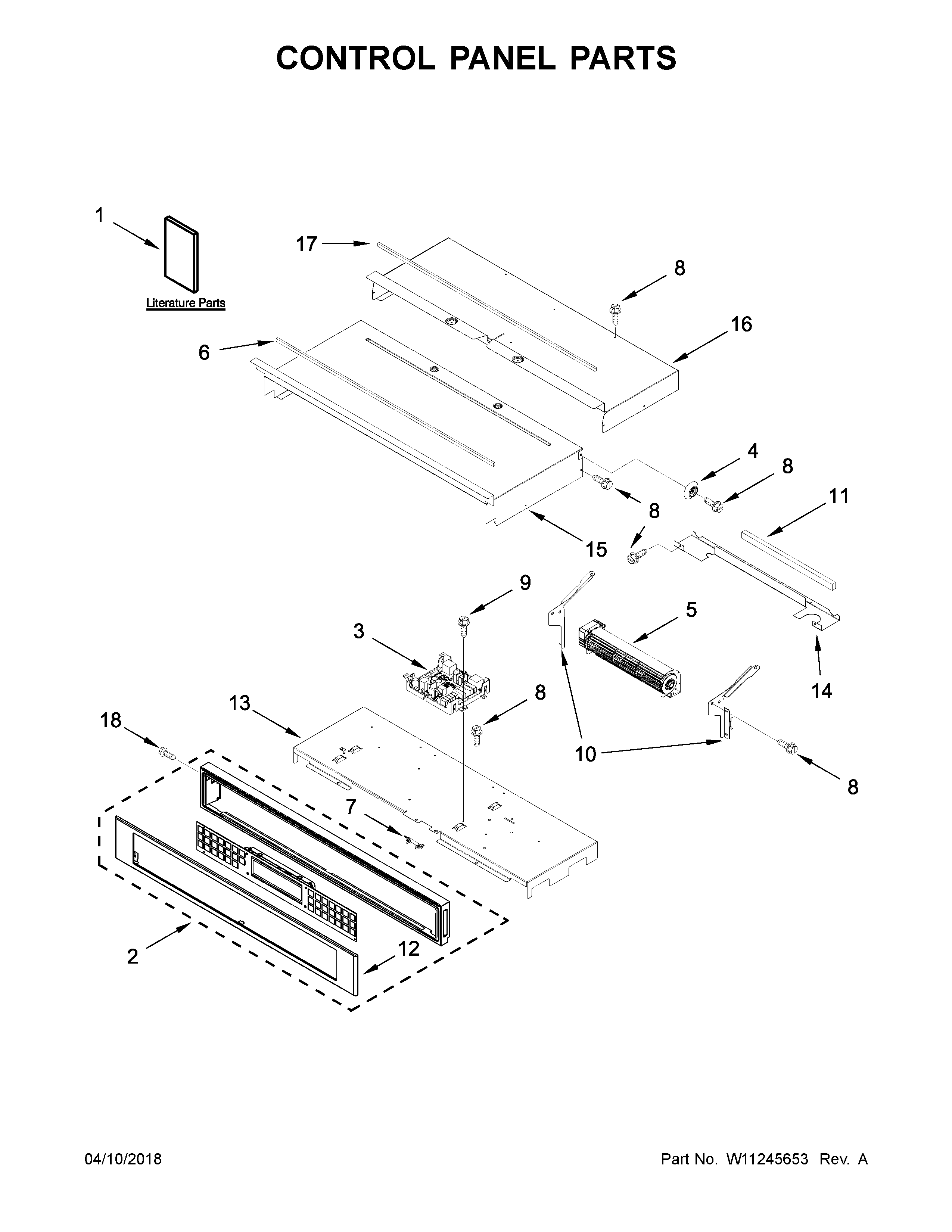 KitchenAid KOSE500EBS04 control panel parts diagram