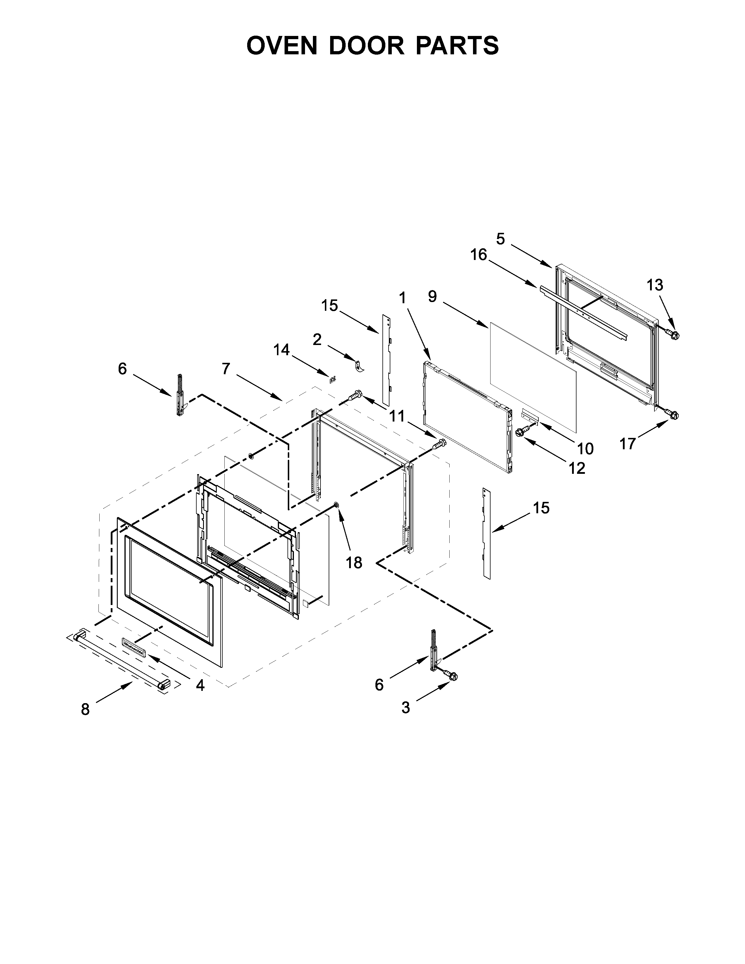 KitchenAid KOSE500EBS04 oven door parts diagram