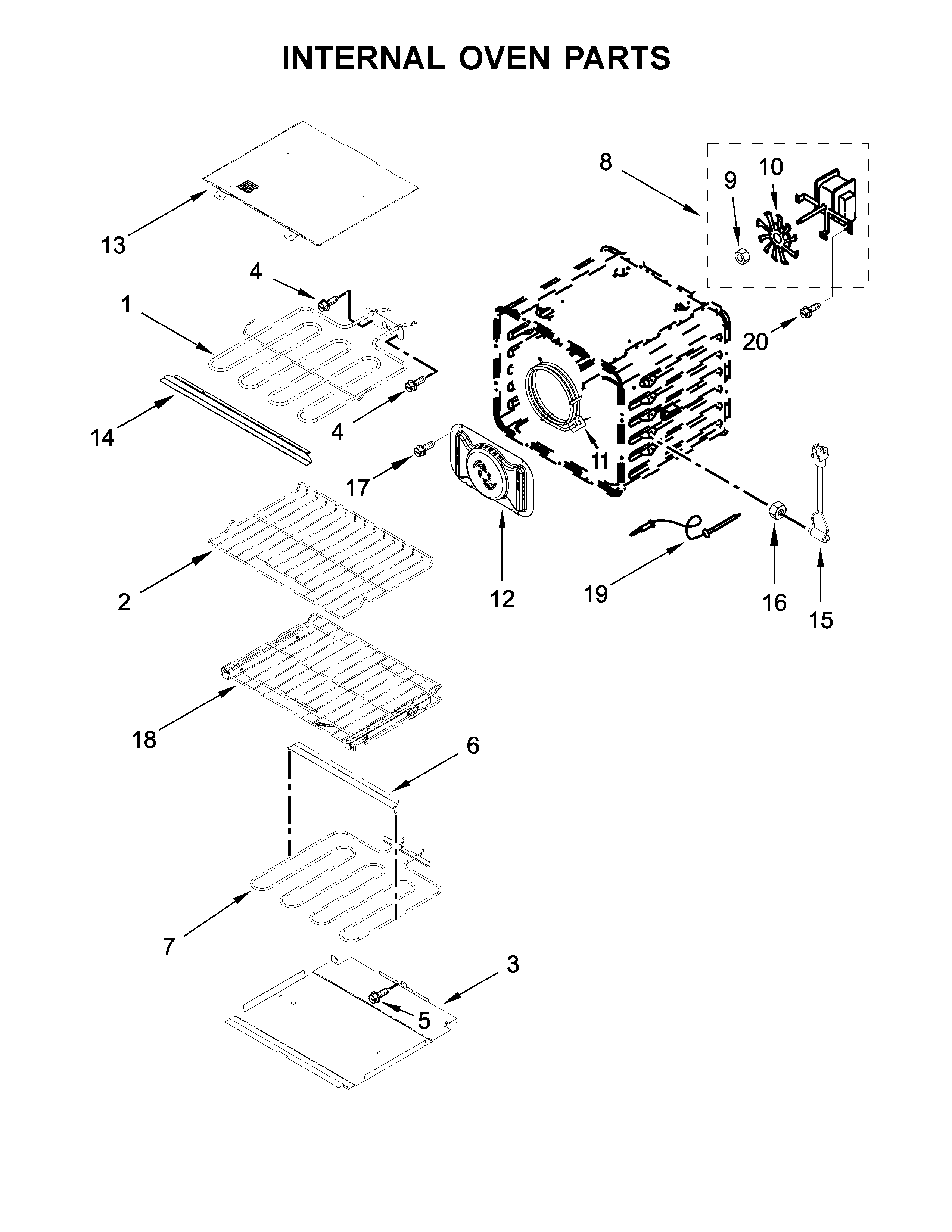KitchenAid KOSE500EBS04 internal oven parts diagram