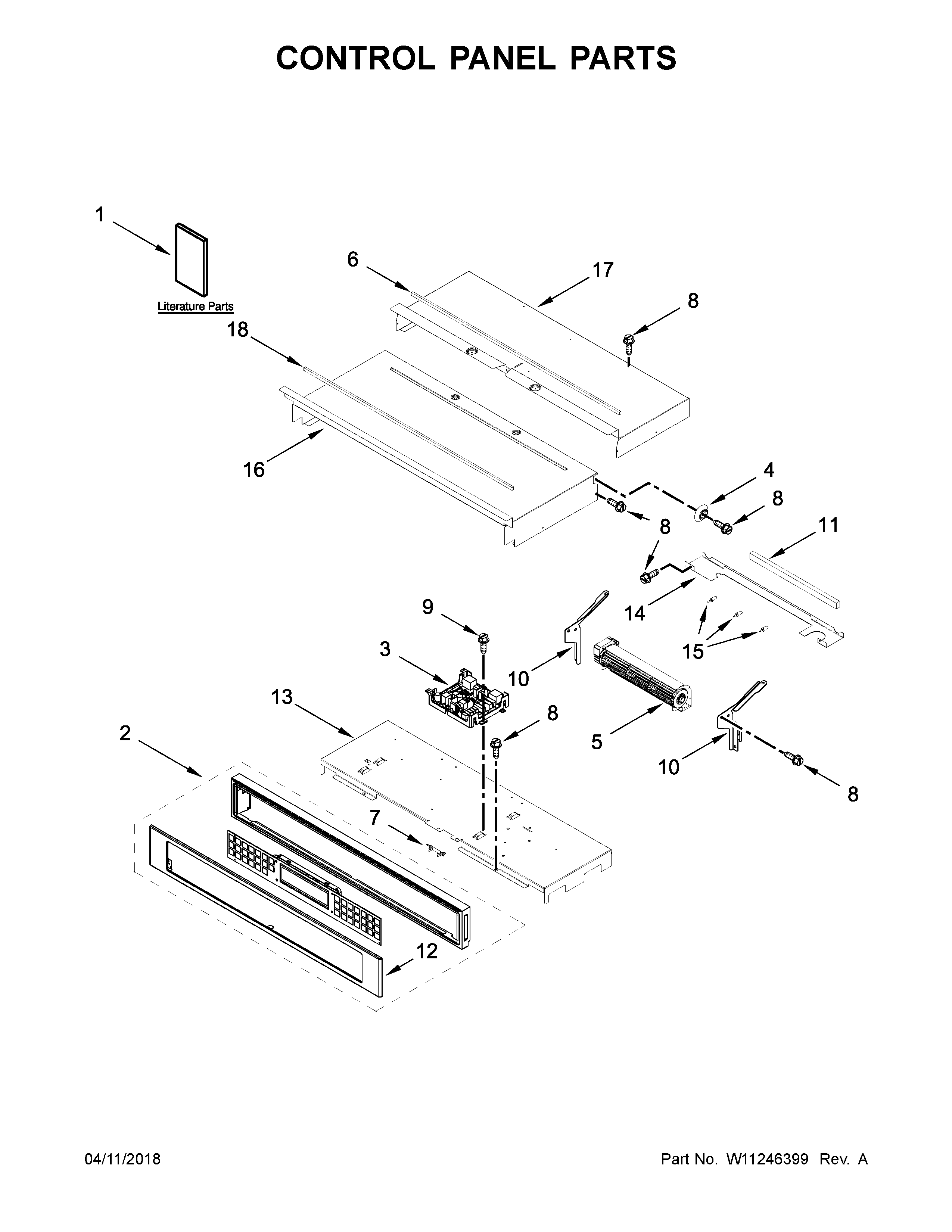 KitchenAid KODE300ESS04 control panel parts diagram