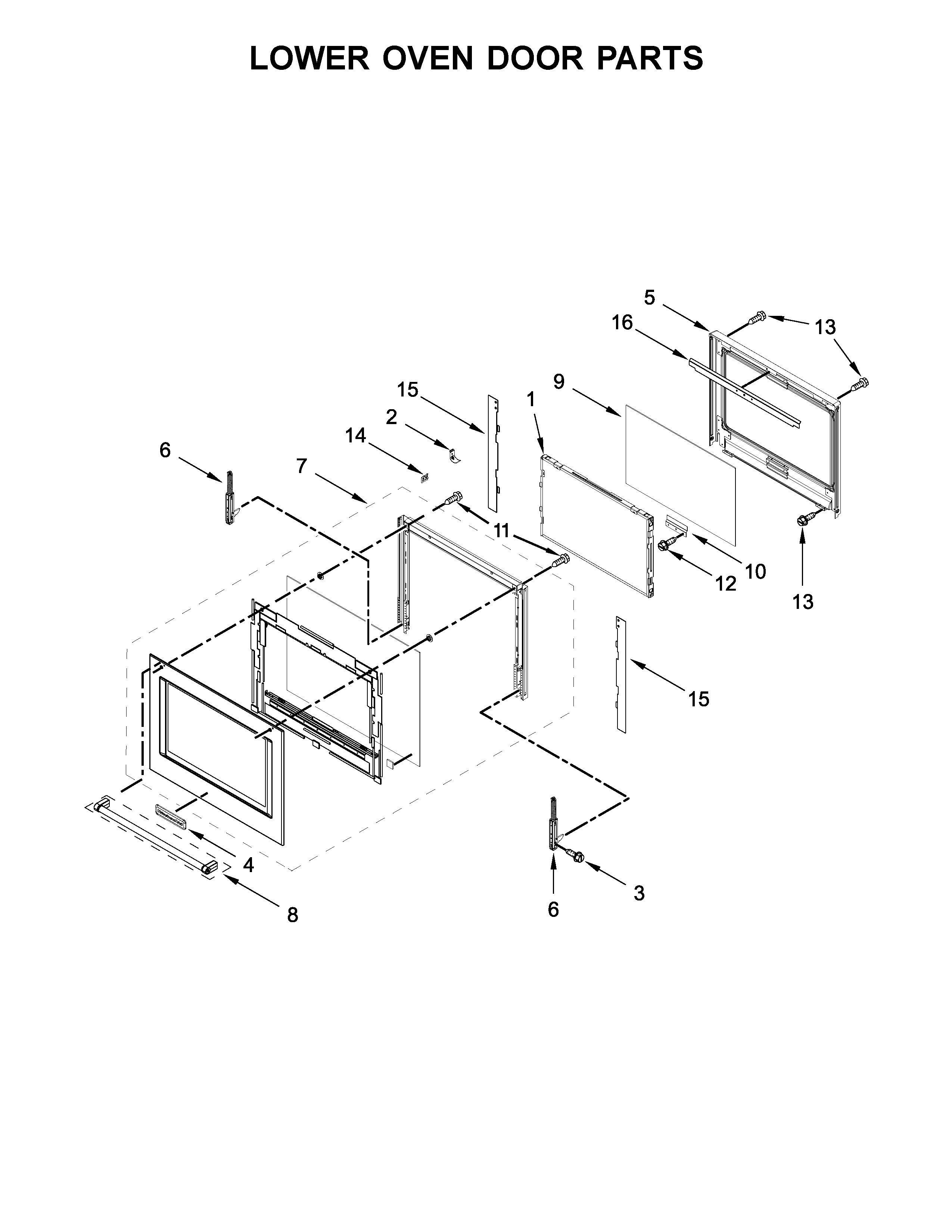 KitchenAid KODE300ESS04 lower oven door parts diagram