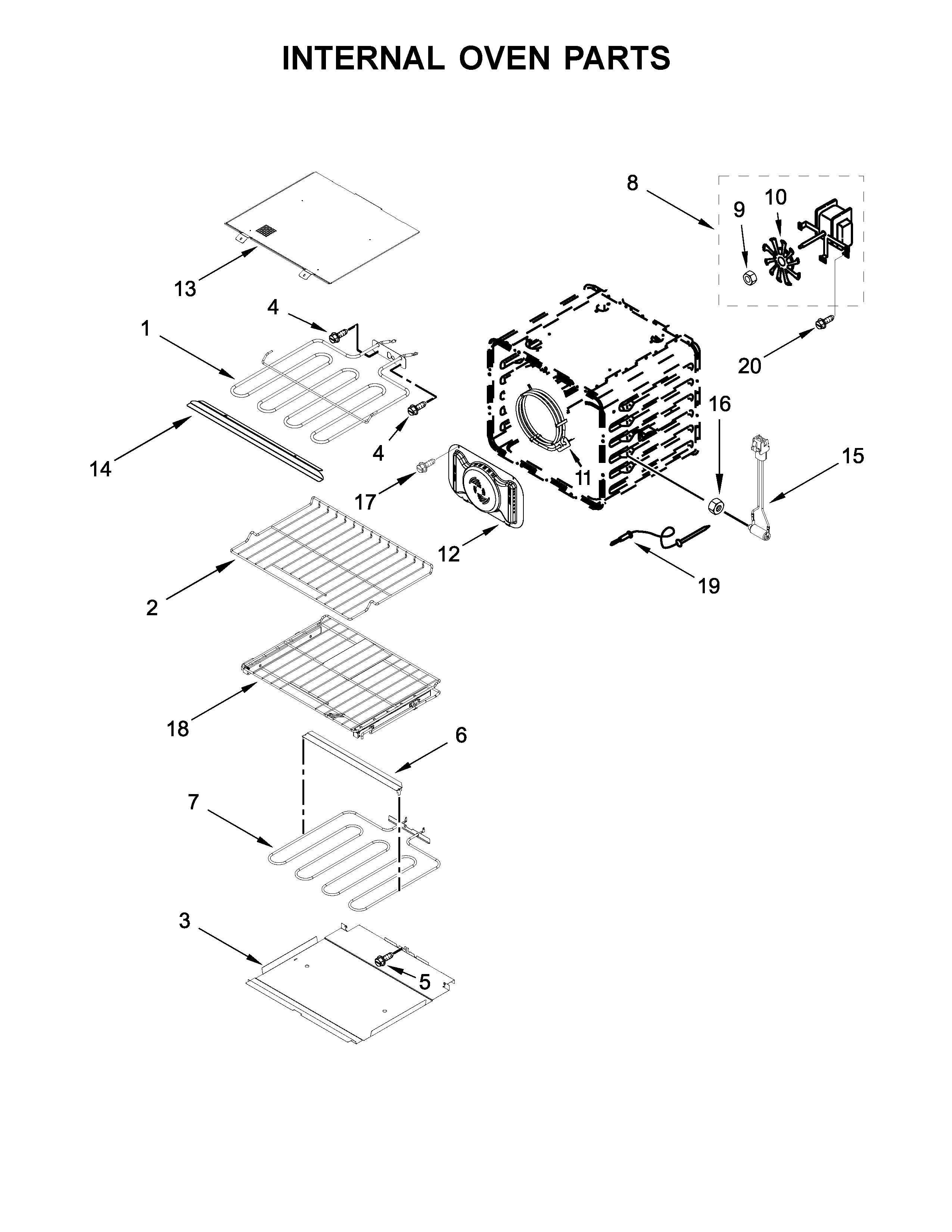 KitchenAid KODE300ESS04 internal oven parts diagram