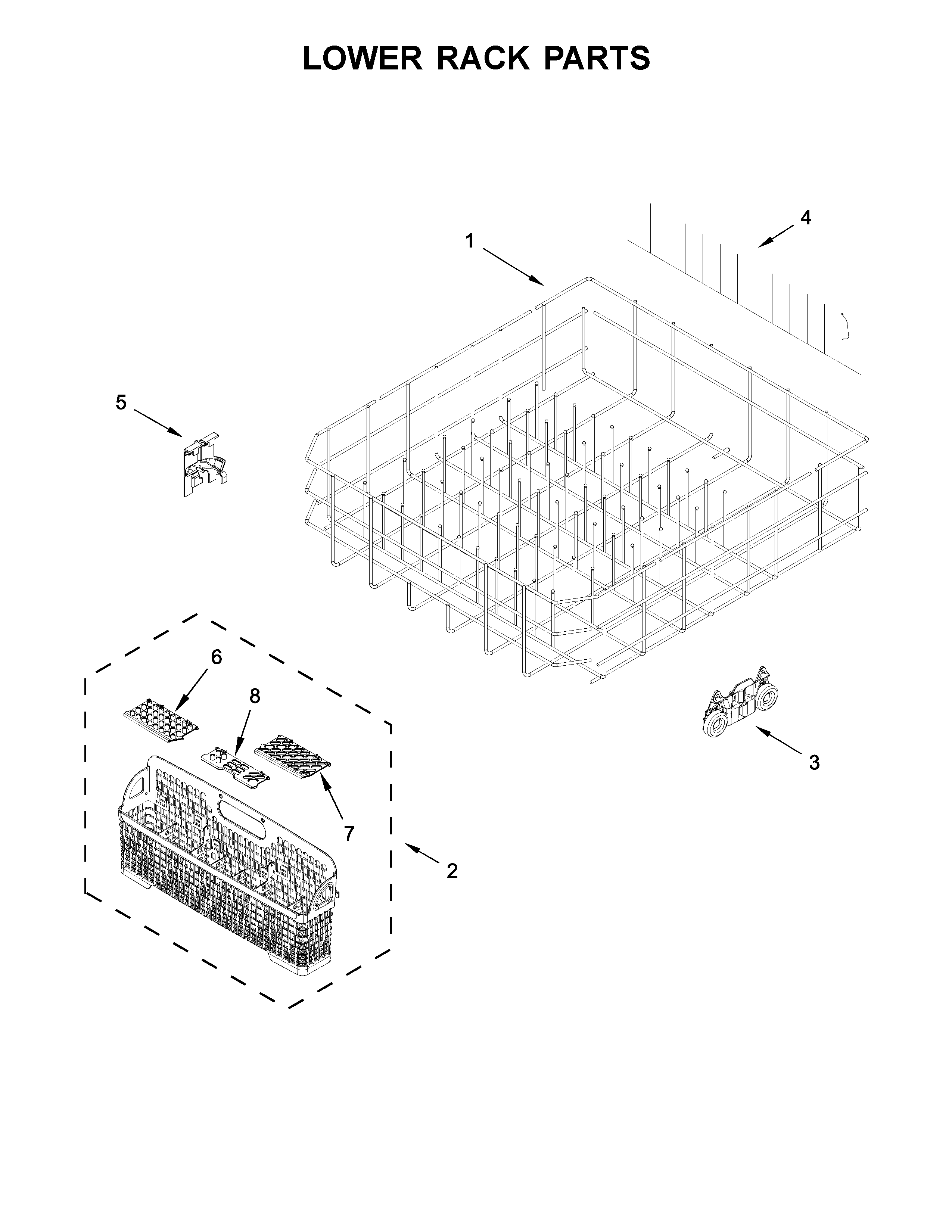 Ikea IDT930SAGX0 lower rack parts diagram