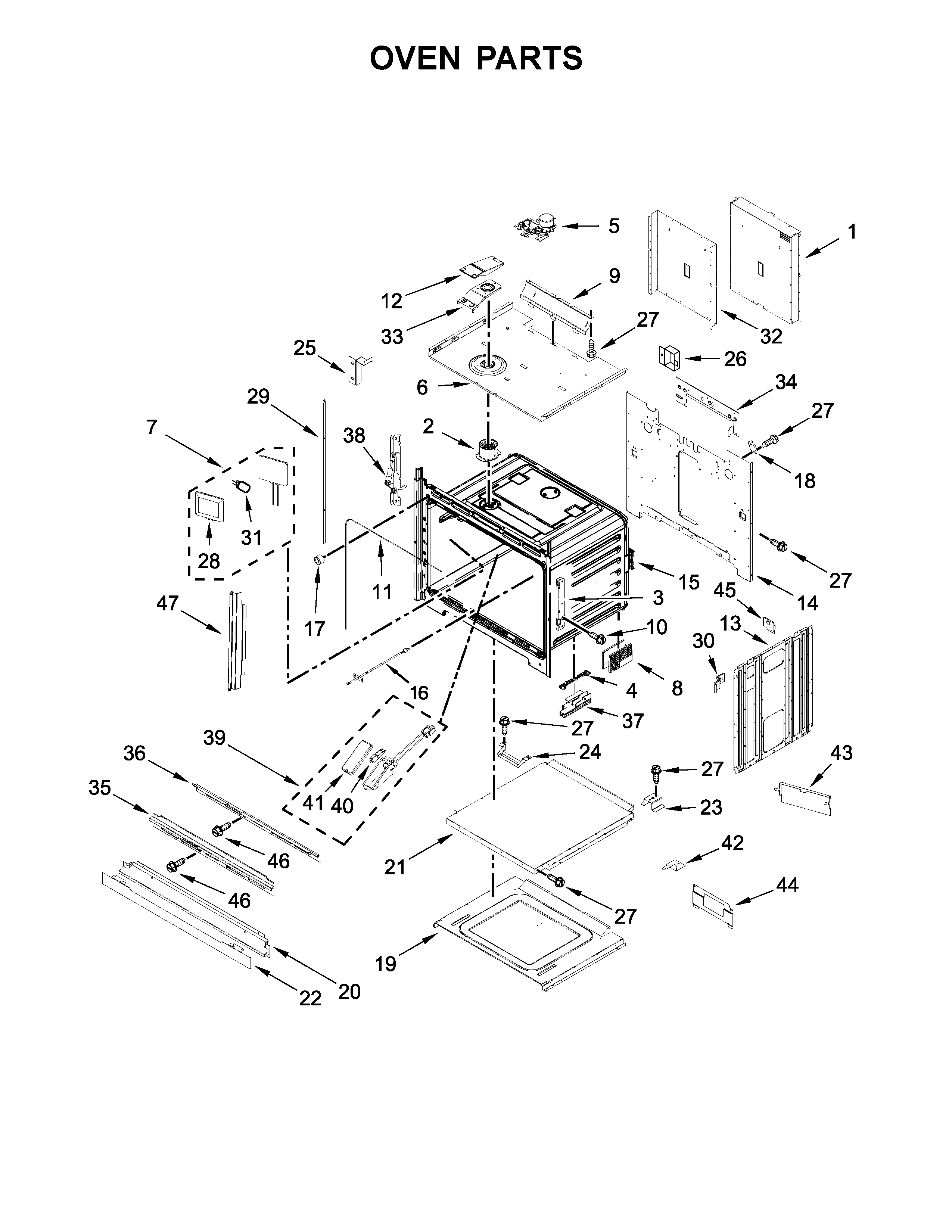 Jenn-Air JJW3830DB01 oven parts diagram