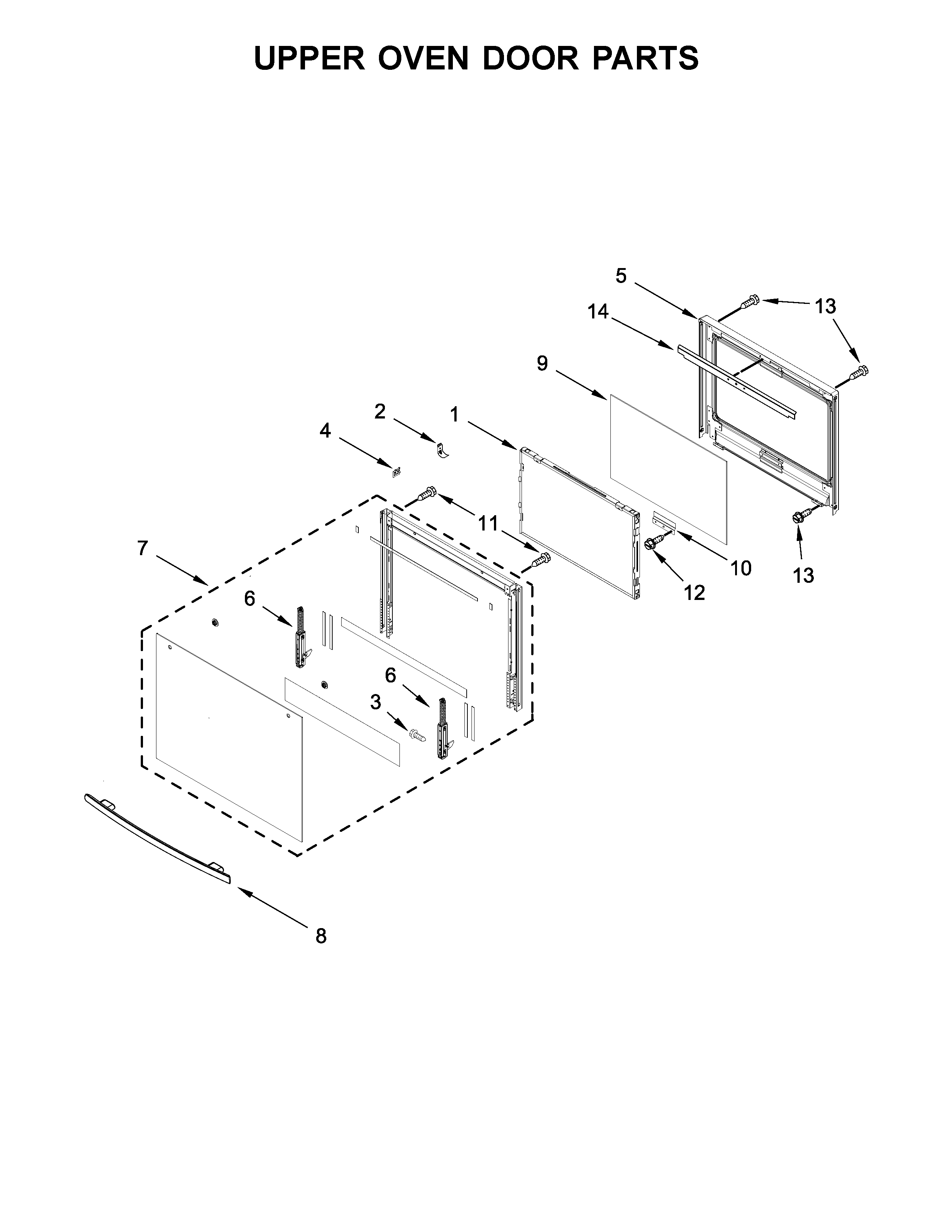 Jenn-Air JJW3830DB01 upper oven door parts diagram