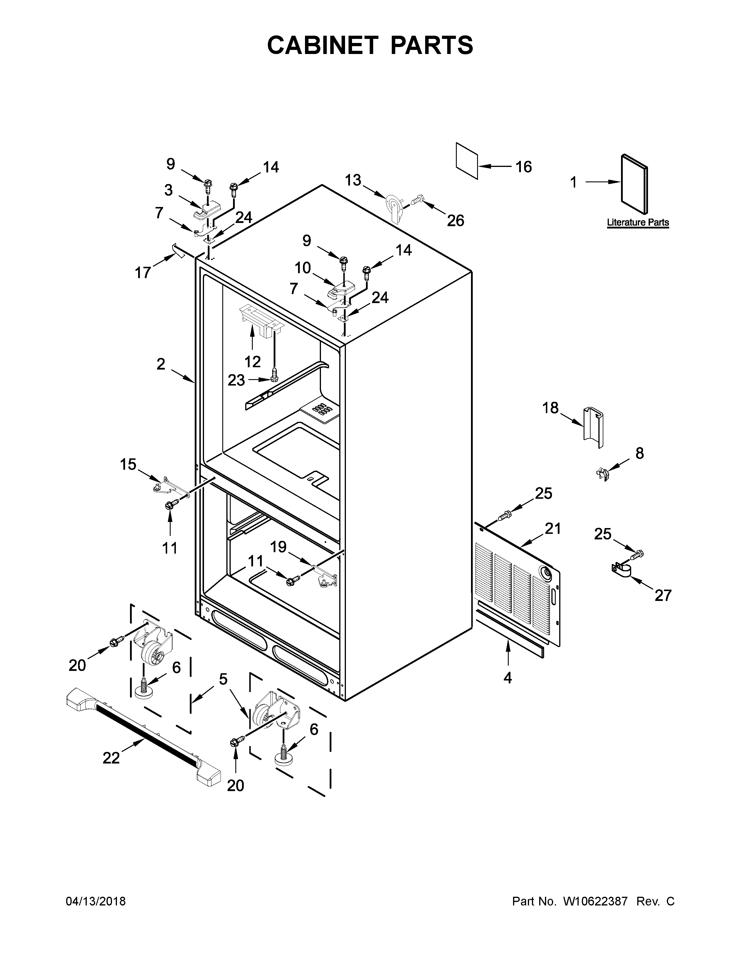 Whirlpool WRF535SMBM00 cabinet parts diagram