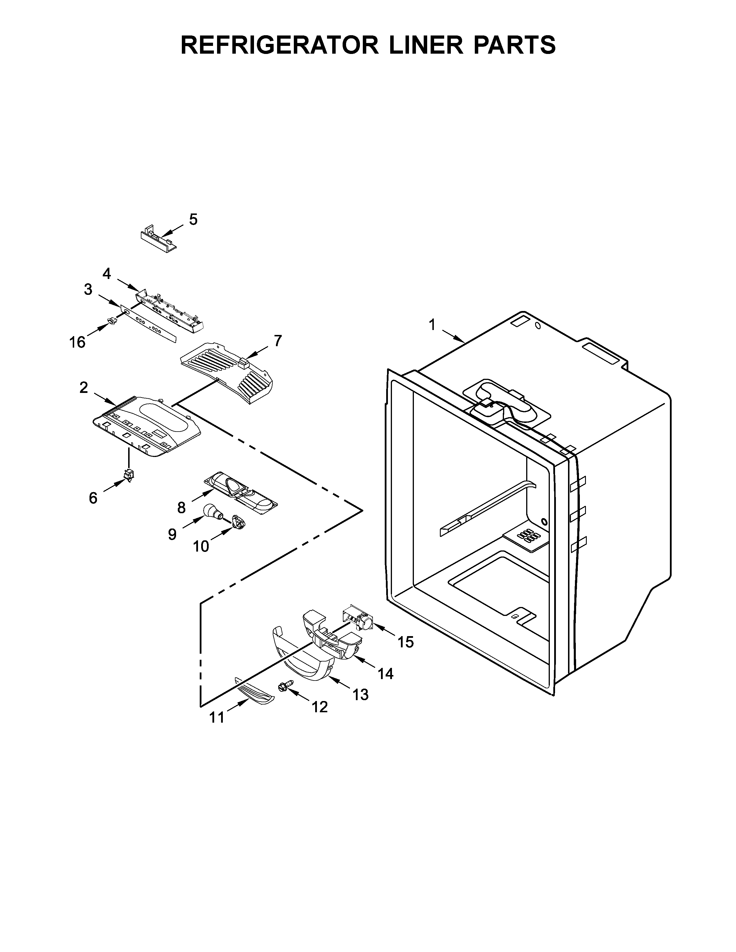 Whirlpool WRF535SMBM00 refrigerator liner parts diagram