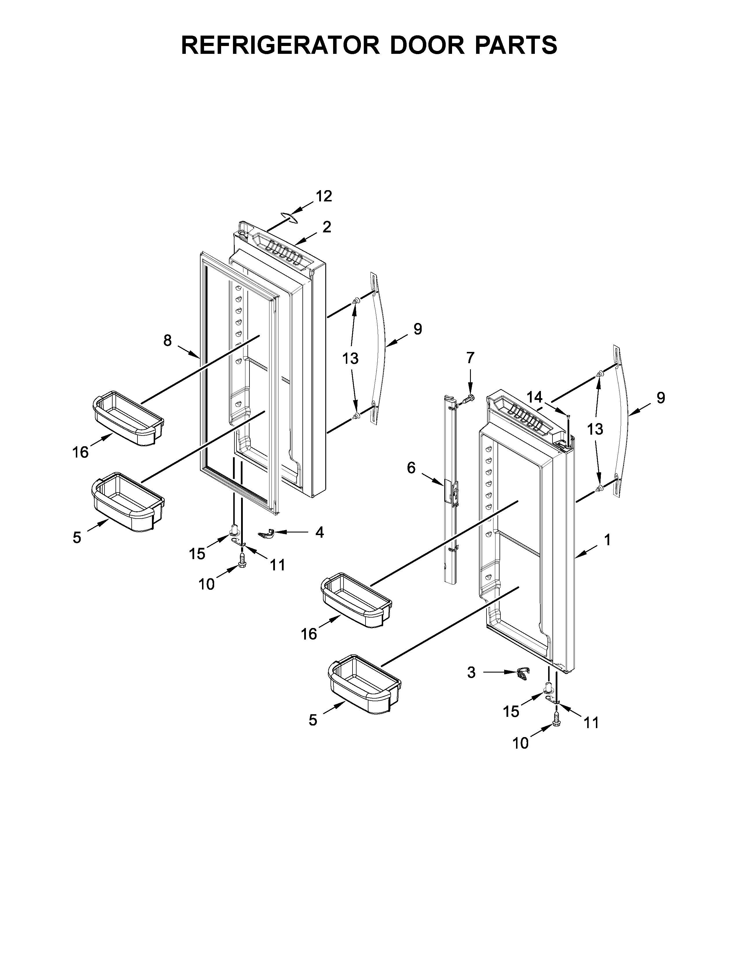 Whirlpool WRF535SMBM00 refrigerator door parts diagram