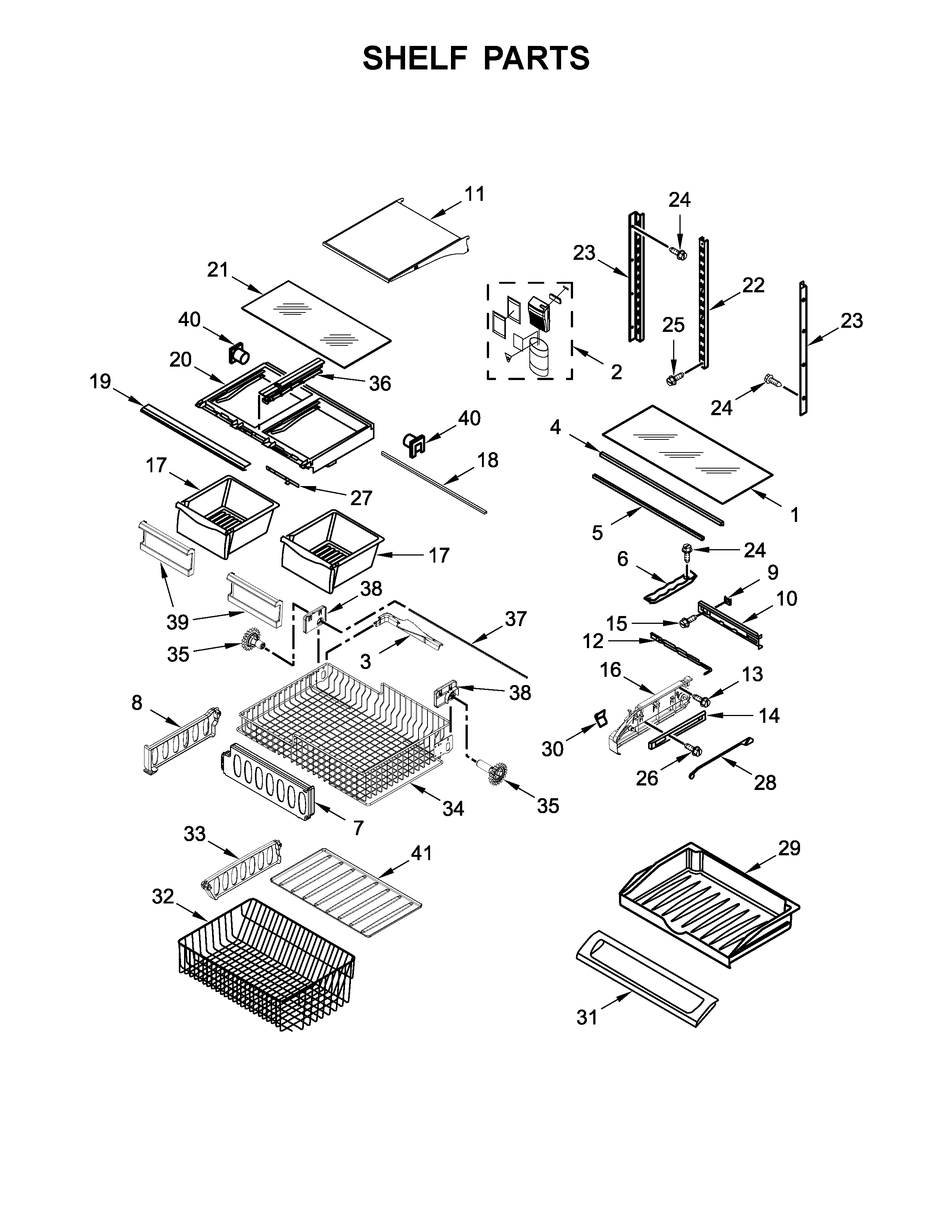 Whirlpool WRF535SMBM00 shelf parts diagram