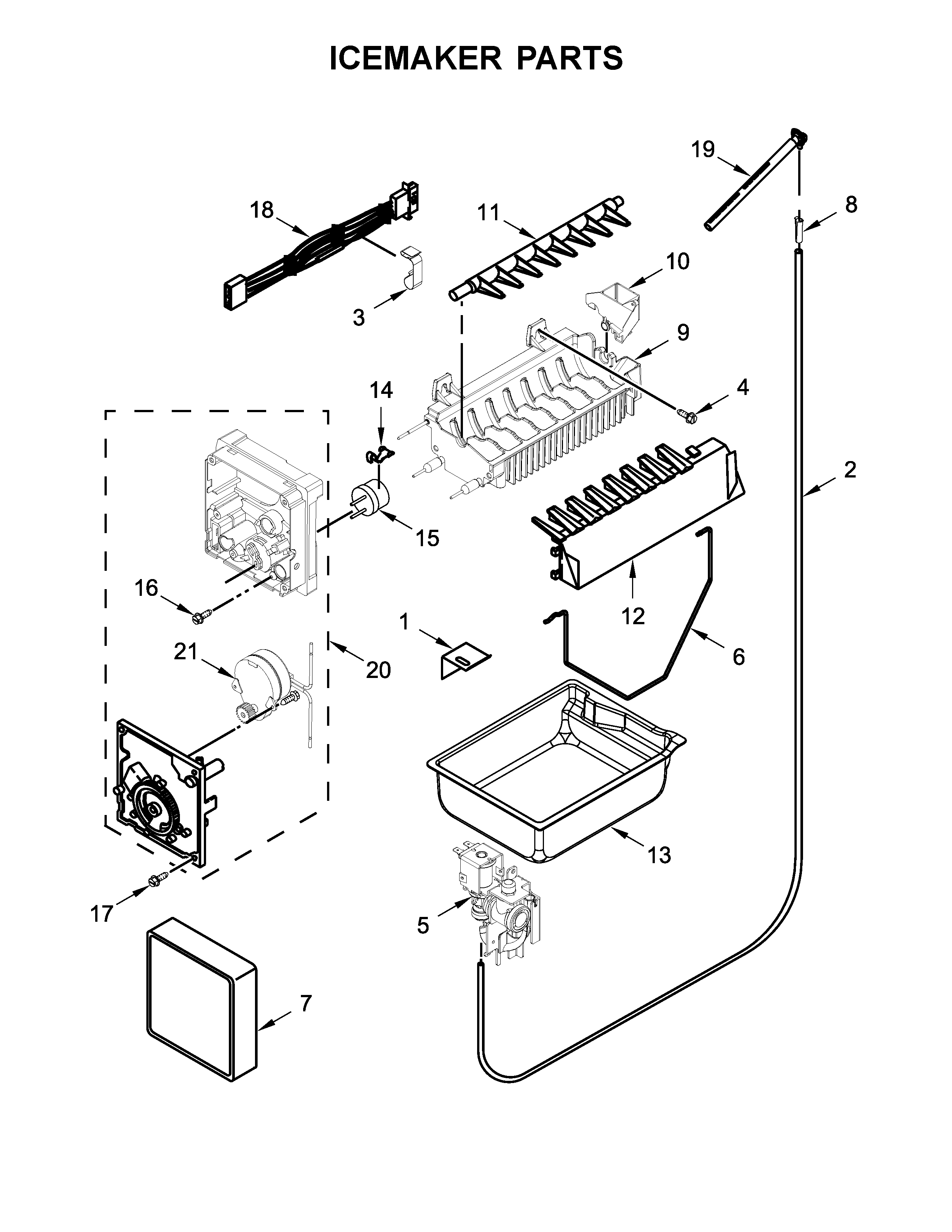 Whirlpool WRF535SMBM00 icemaker parts diagram