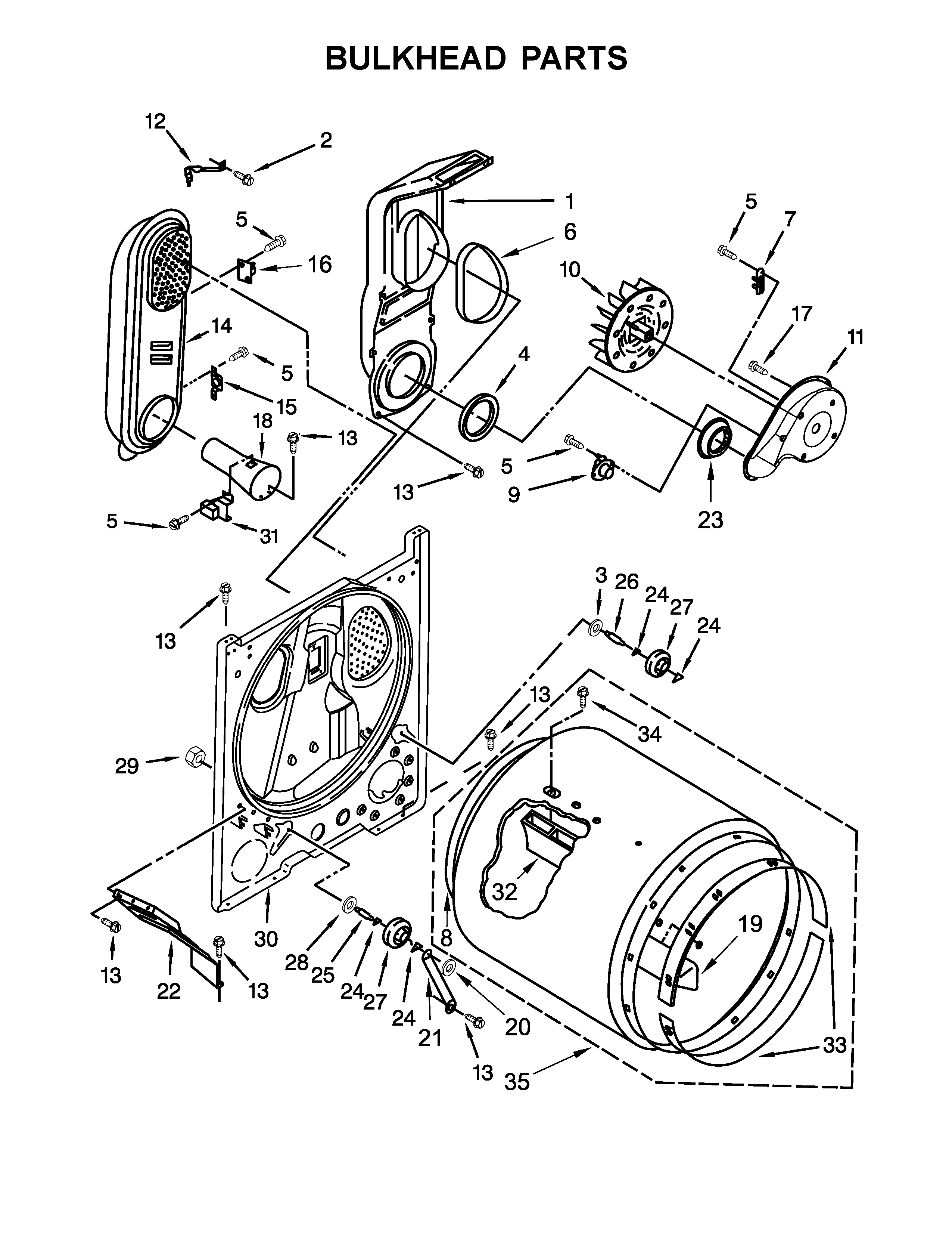 Whirlpool WGD4815EW2 bulkhead parts diagram