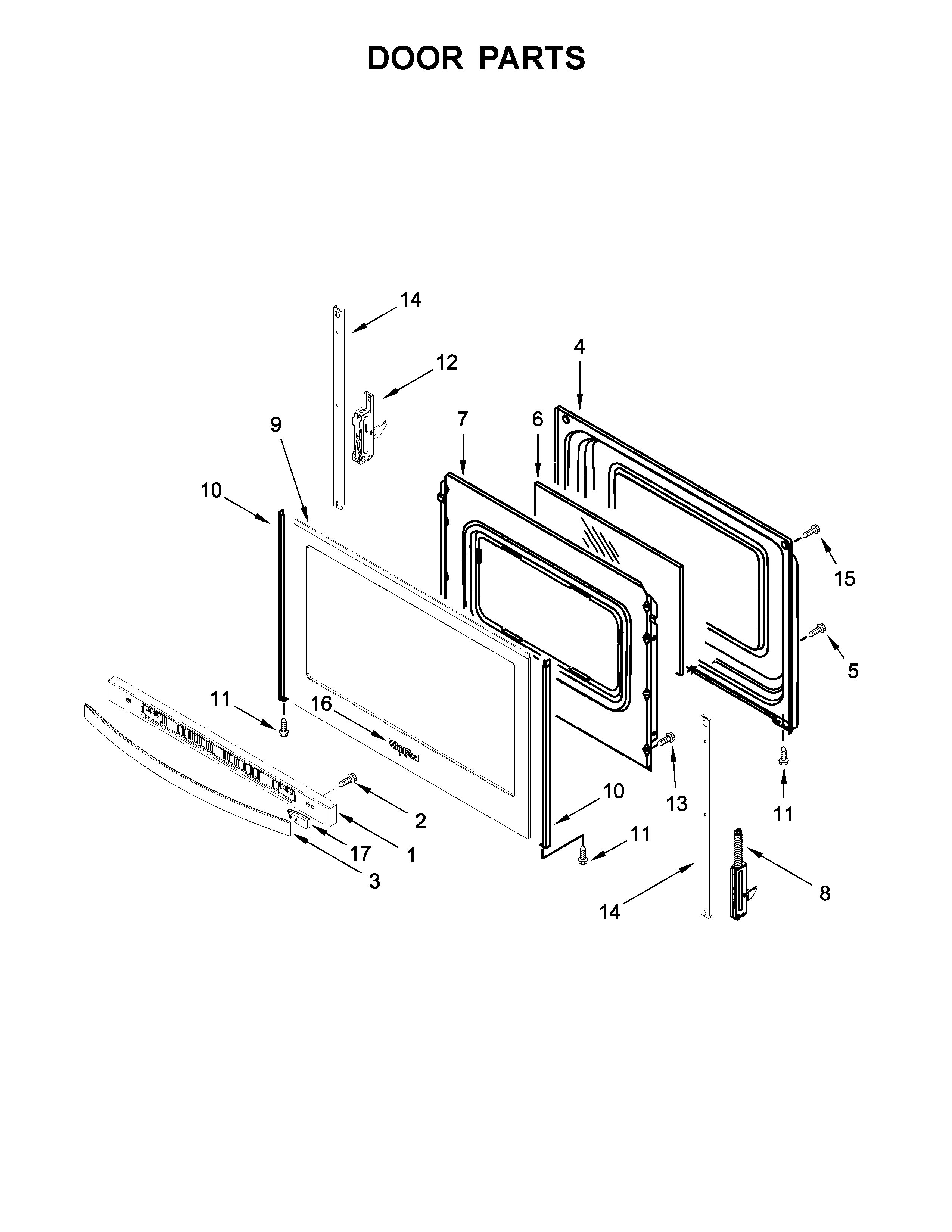 Whirlpool WFE505W0HZ0 door parts diagram