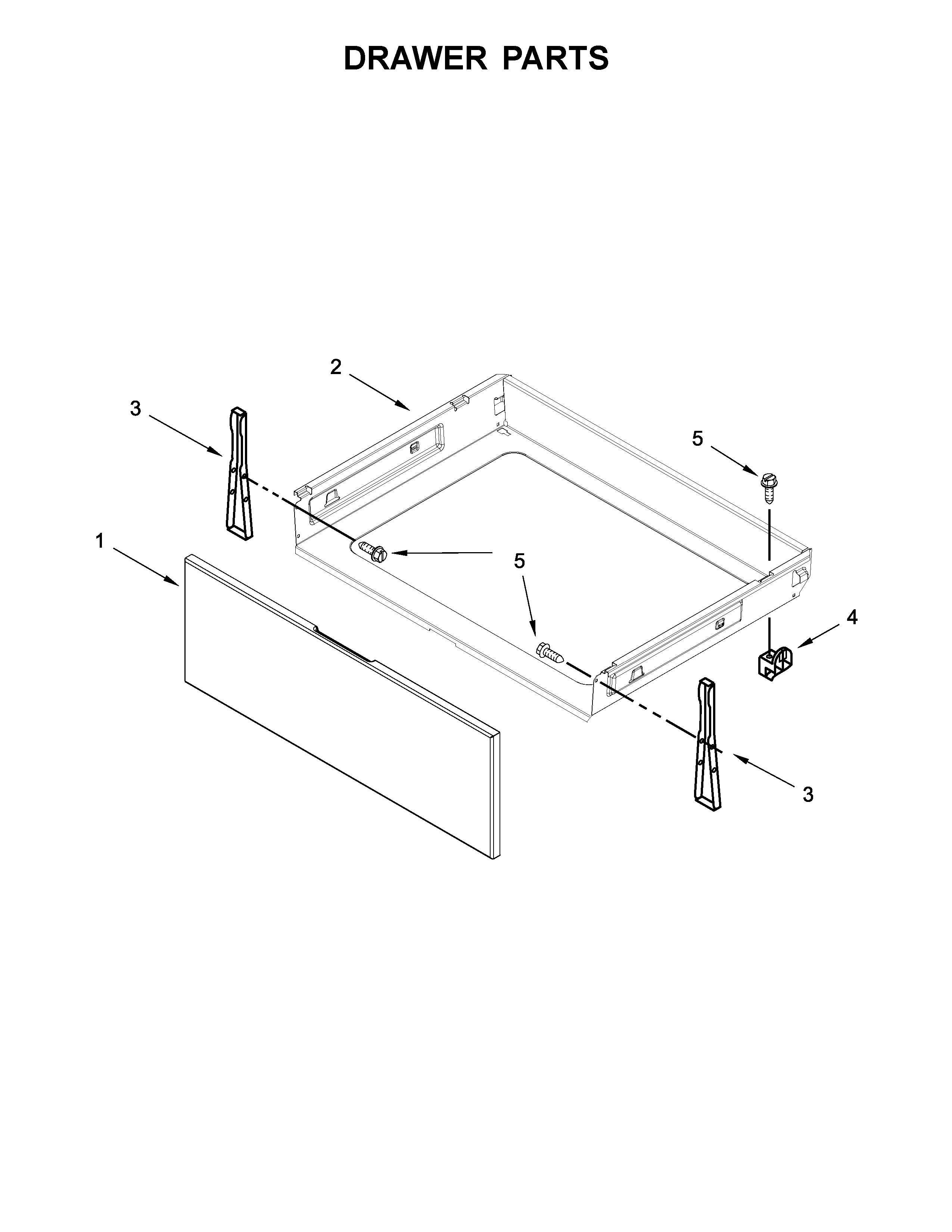Whirlpool WFE505W0HZ0 drawer parts diagram