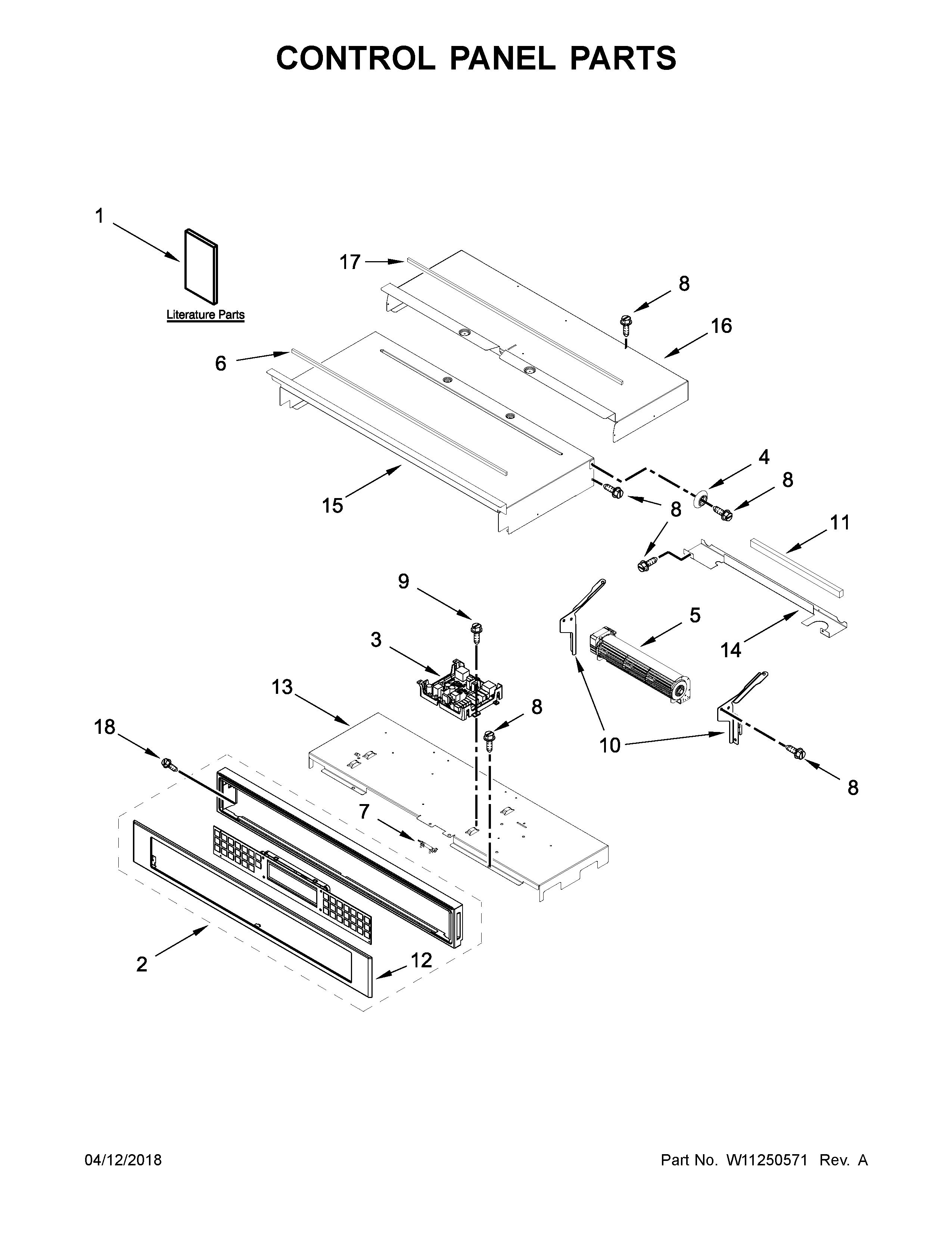 KitchenAid KOST100ESS03 control panel parts diagram