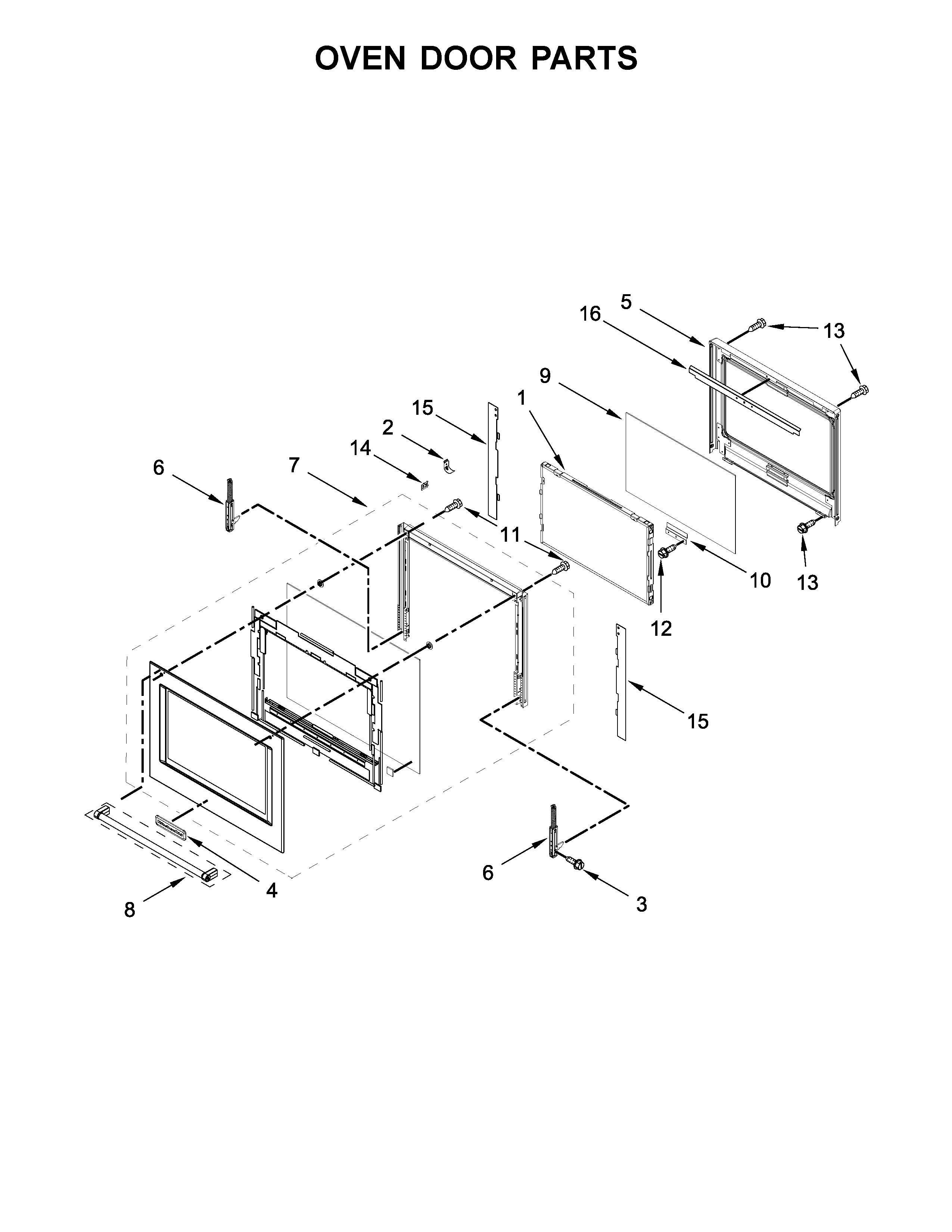 KitchenAid KOST100ESS03 oven door parts diagram