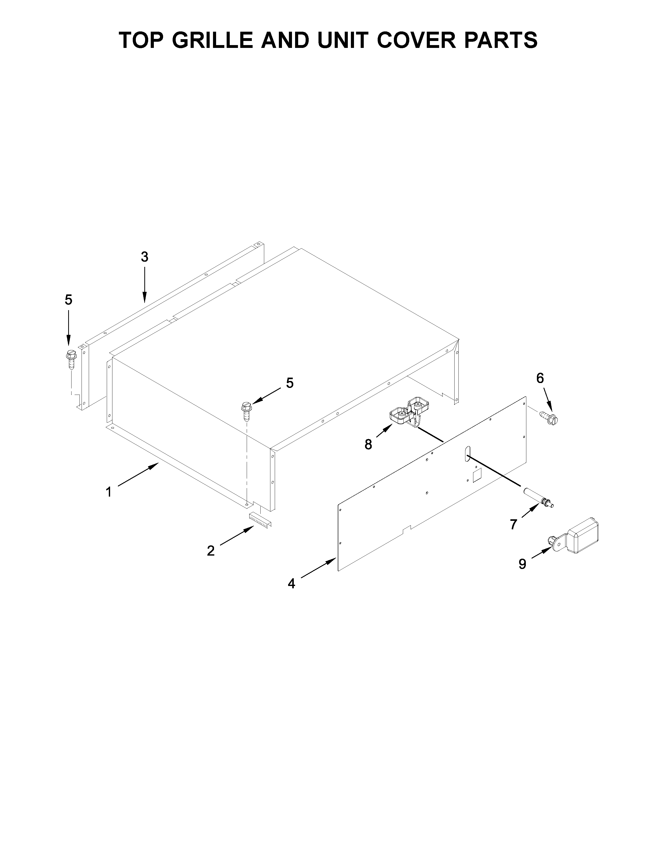 Jenn-Air JF36NXFXDE00 top grille and unit cover parts diagram