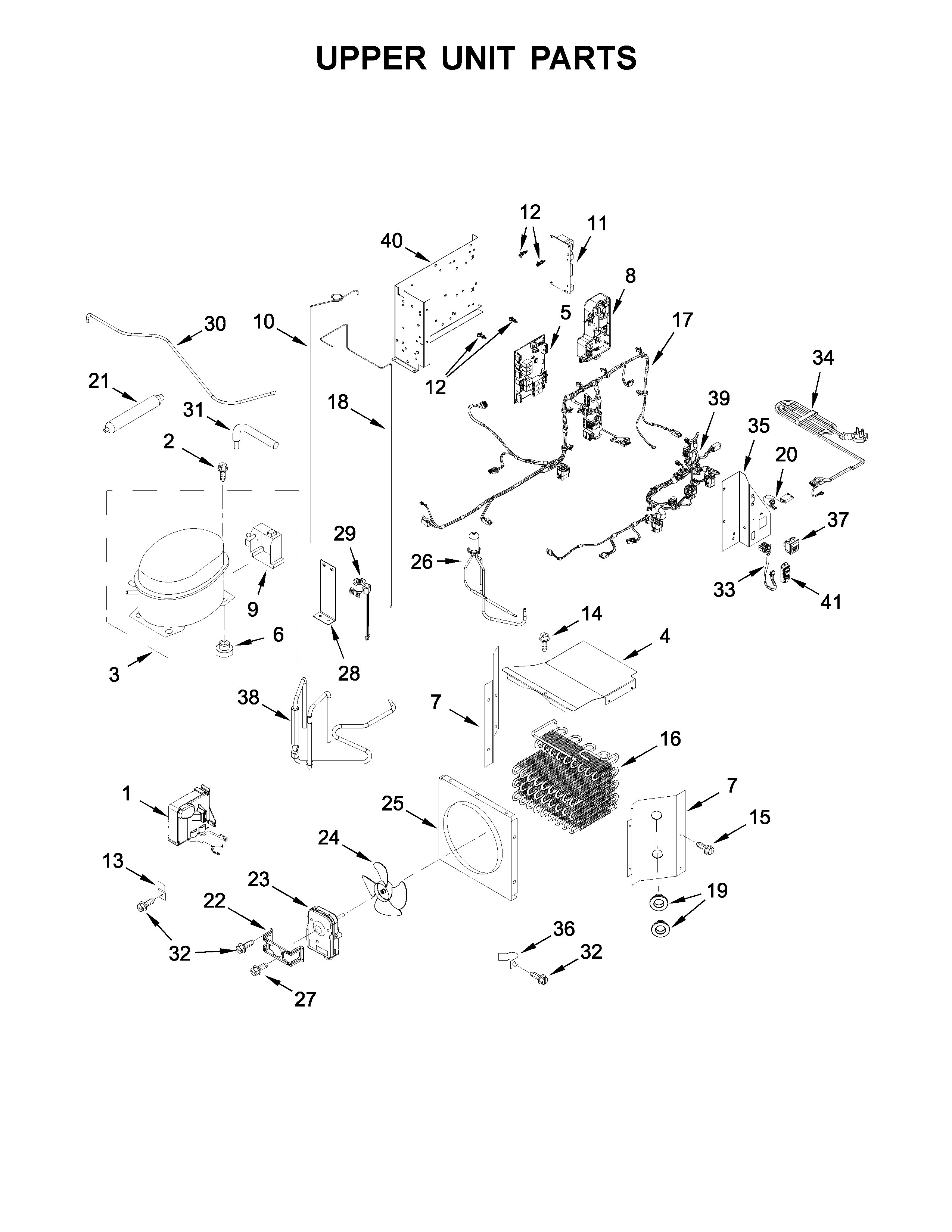 Jenn-Air JF36NXFXDE00 upper unit parts diagram