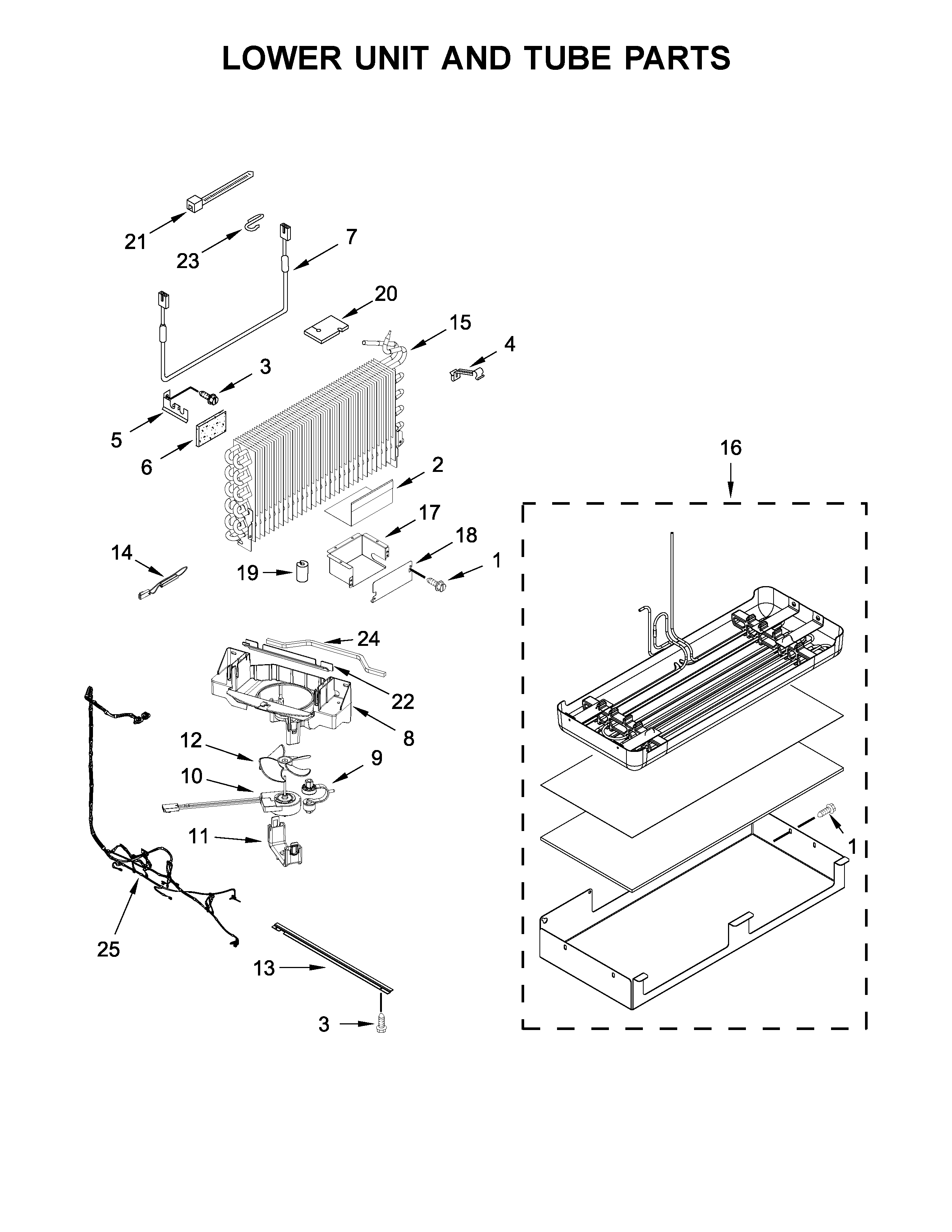 Jenn-Air JF36NXFXDE00 lower unit and tube parts diagram