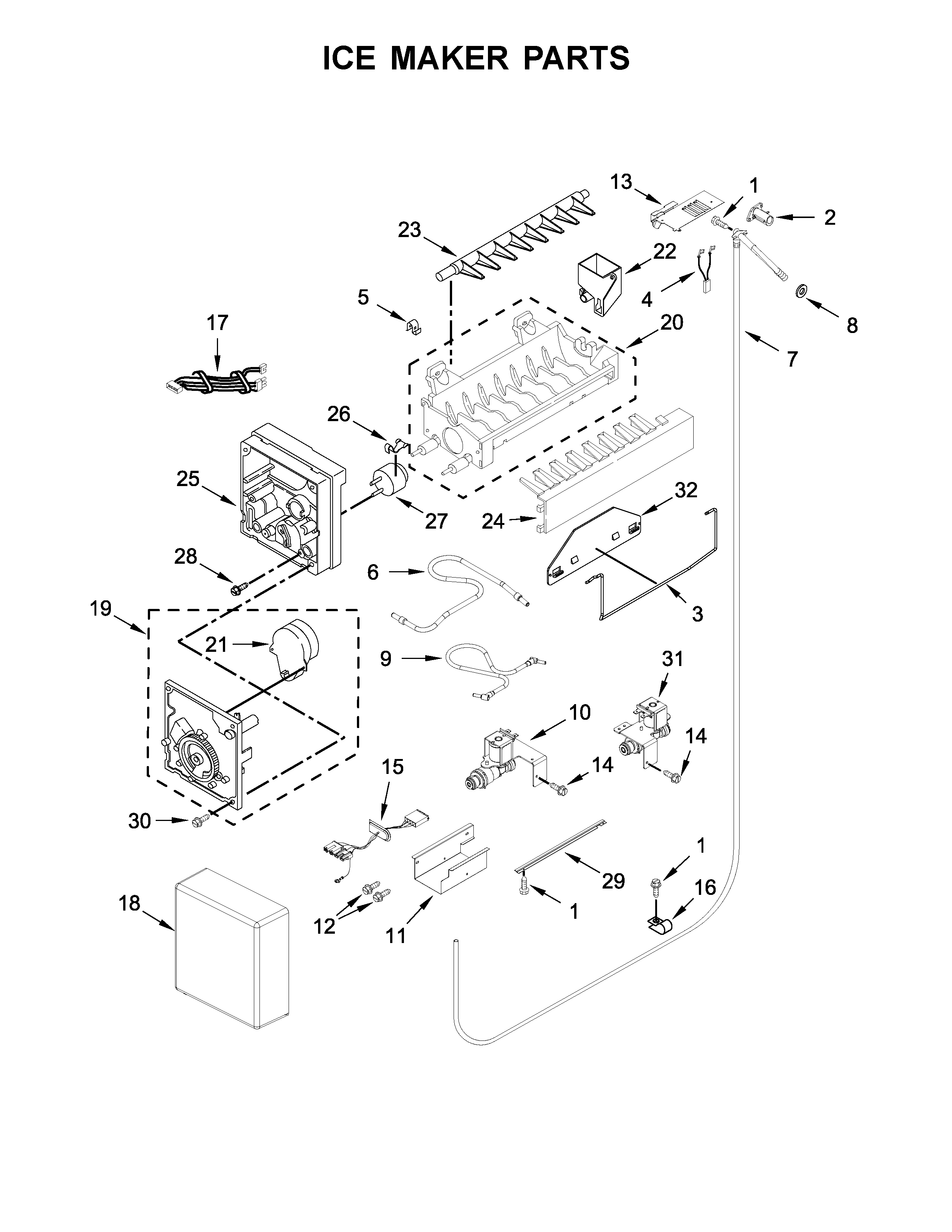 Jenn-Air JF36NXFXDE00 ice maker parts diagram