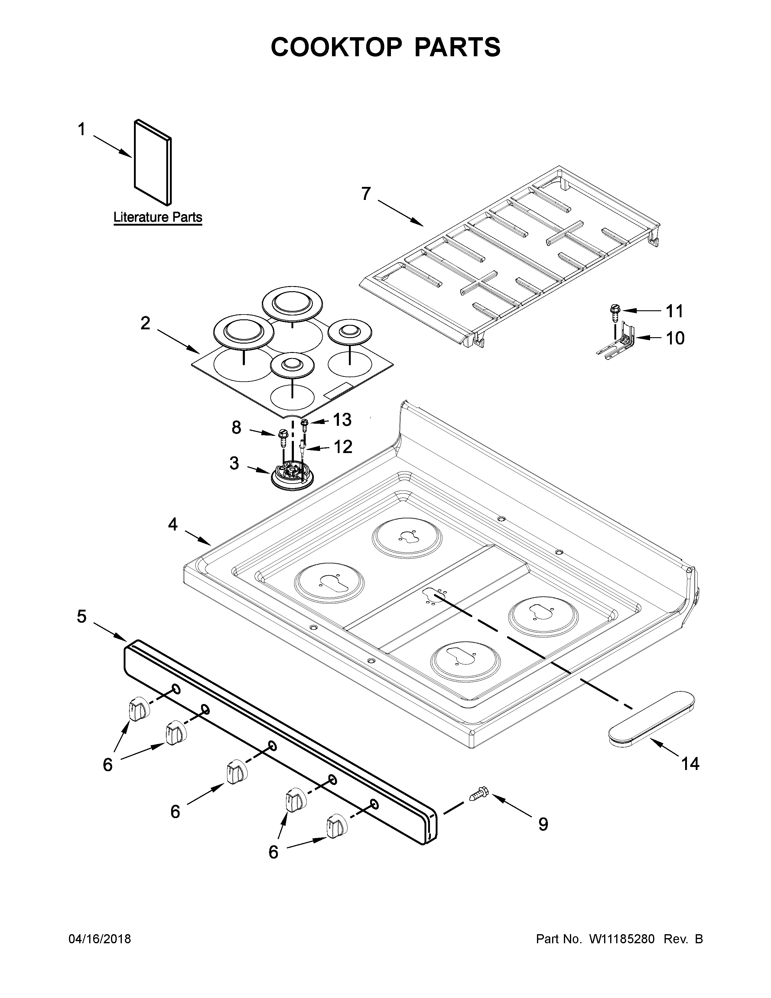 Whirlpool WFG550S0HZ0 cooktop parts diagram