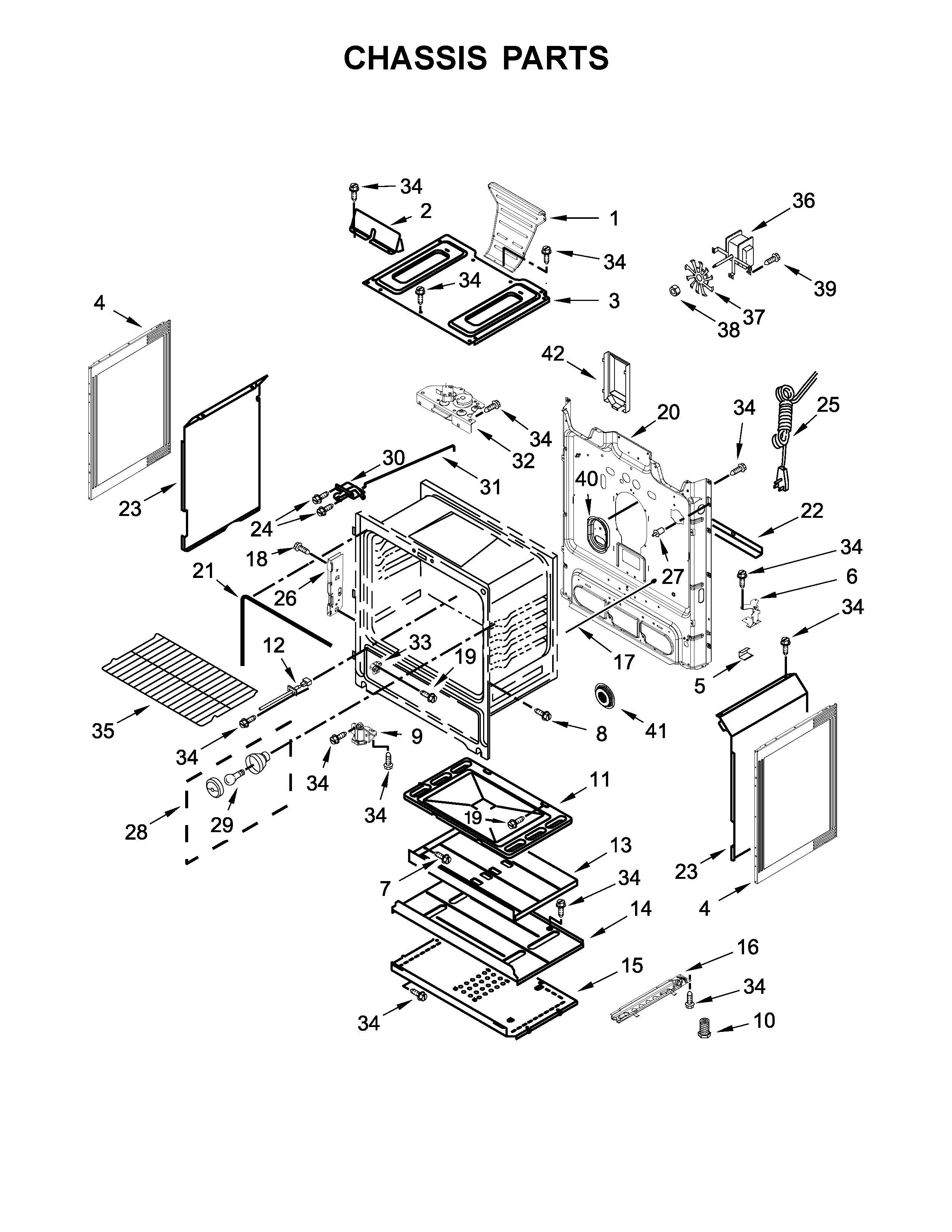 Whirlpool WFG550S0HZ0 chassis parts diagram