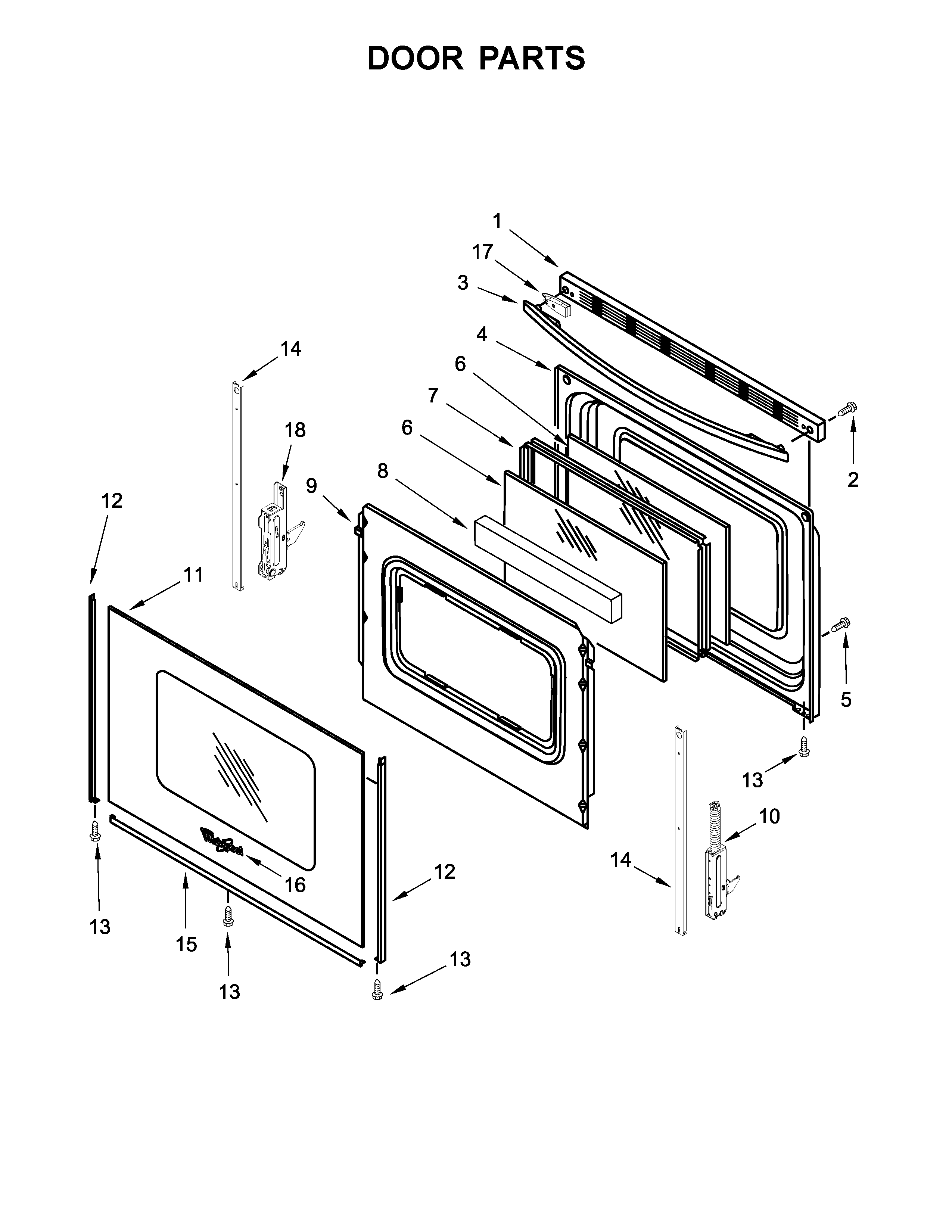 Whirlpool WFG550S0HZ0 door parts diagram