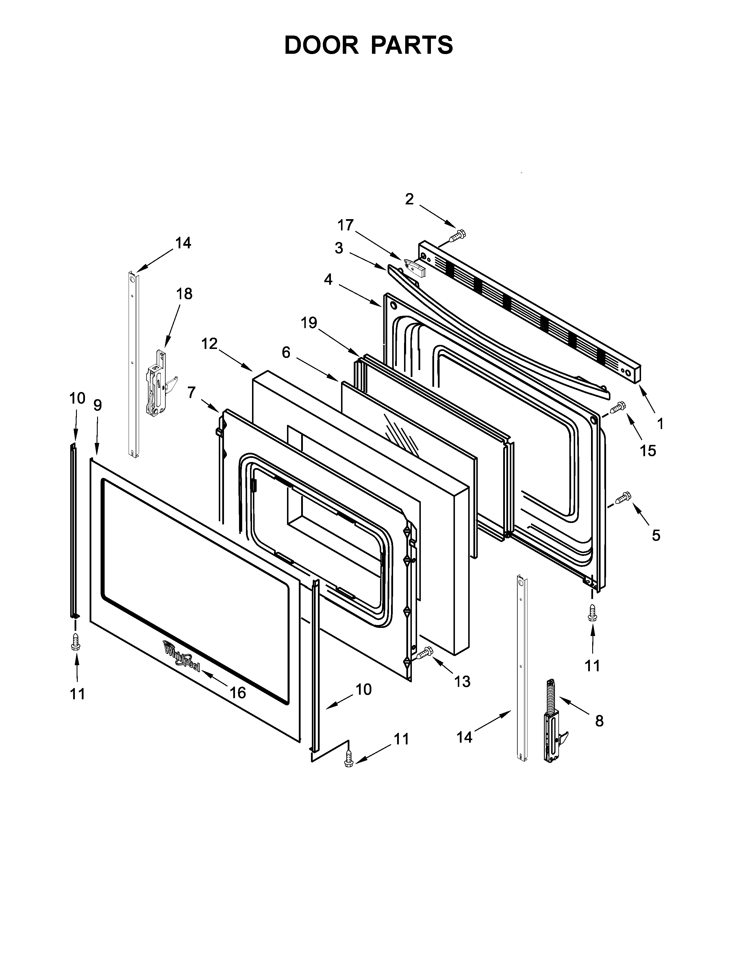 Whirlpool WFE525S0HS1 door parts diagram