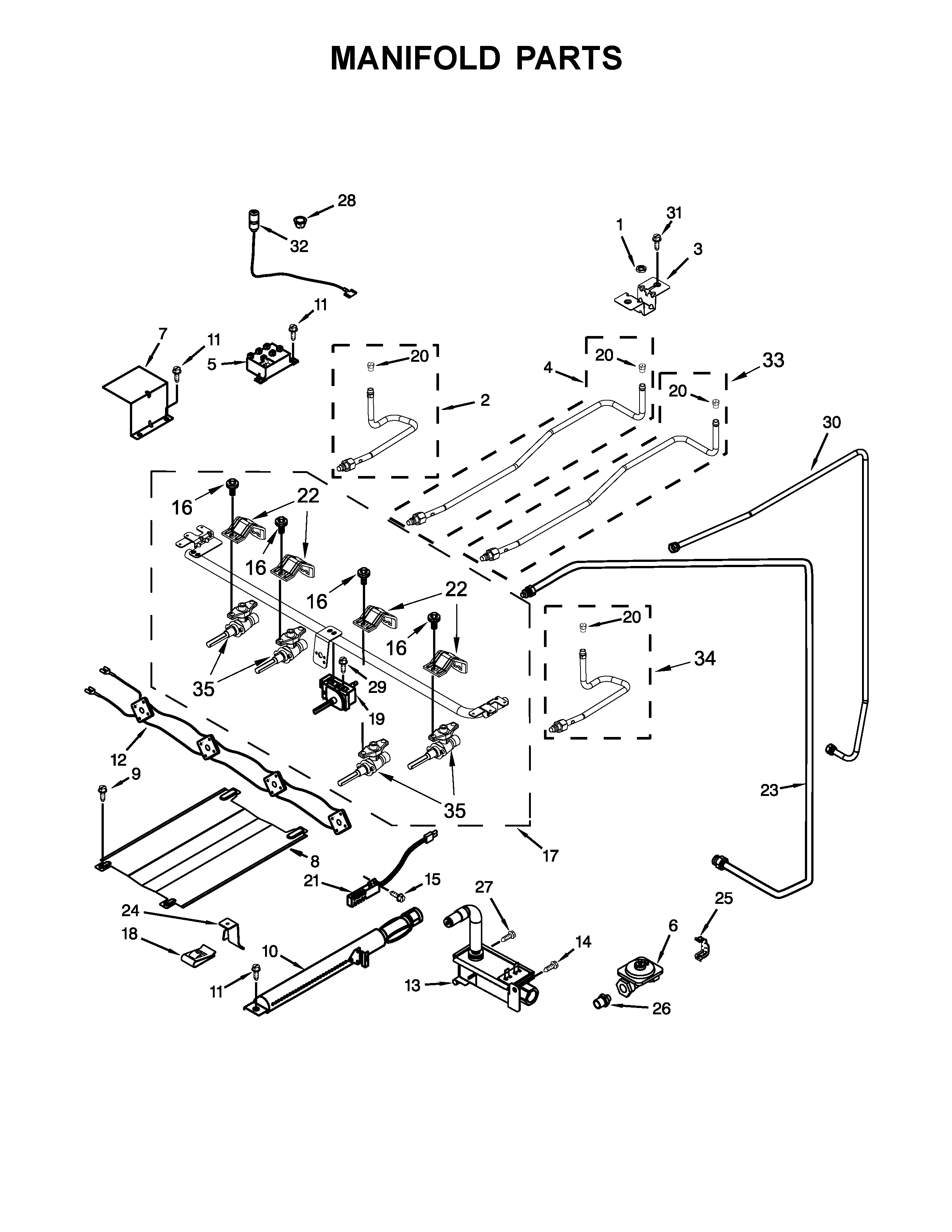Amana AGG222VDW2 manifold parts diagram