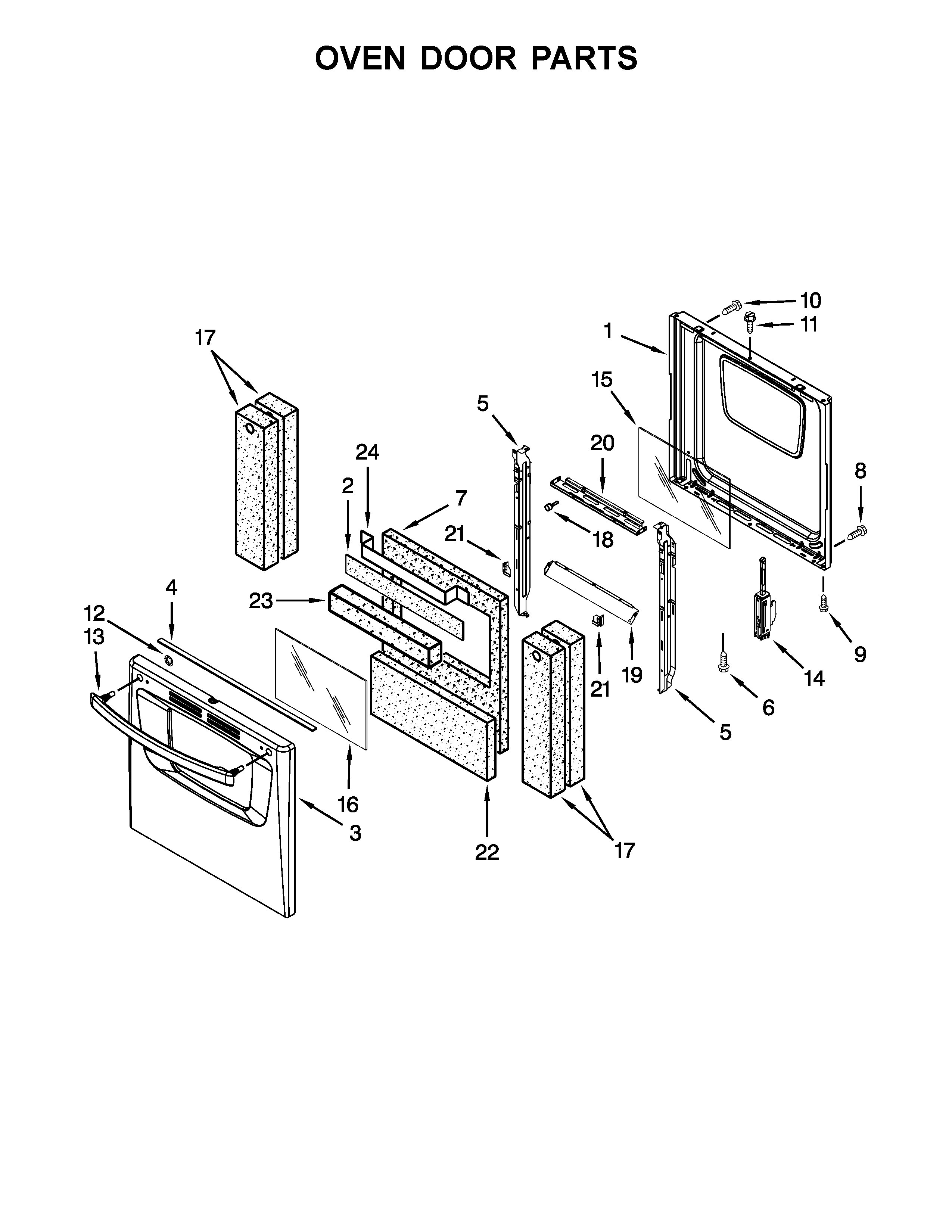 Amana AGG222VDW2 oven door parts diagram