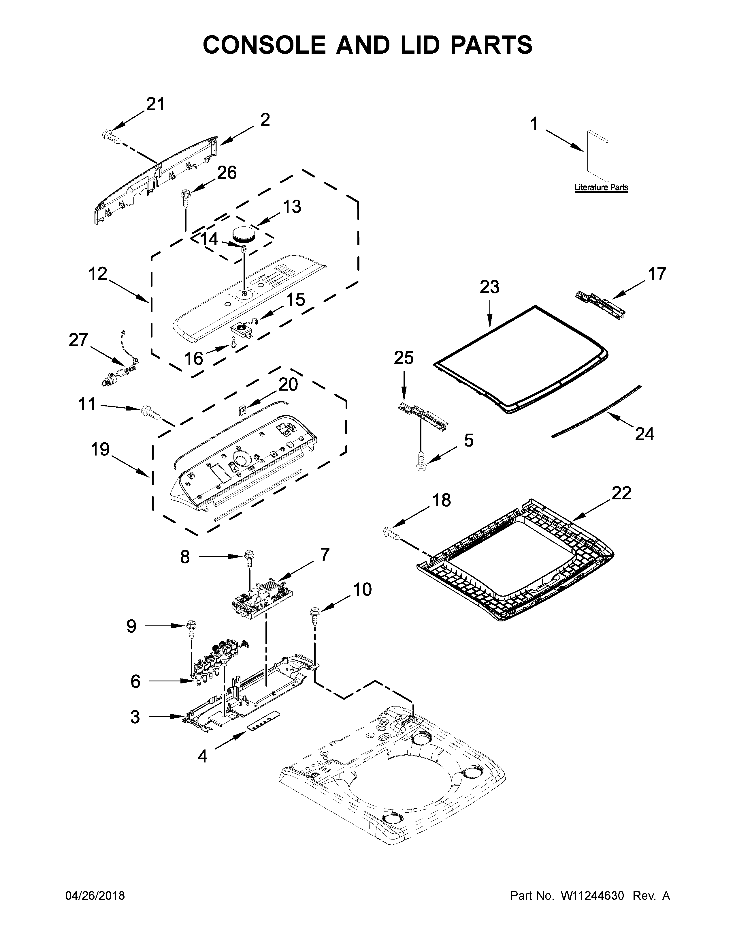 Maytag MVWB965HC0 console and lid parts diagram