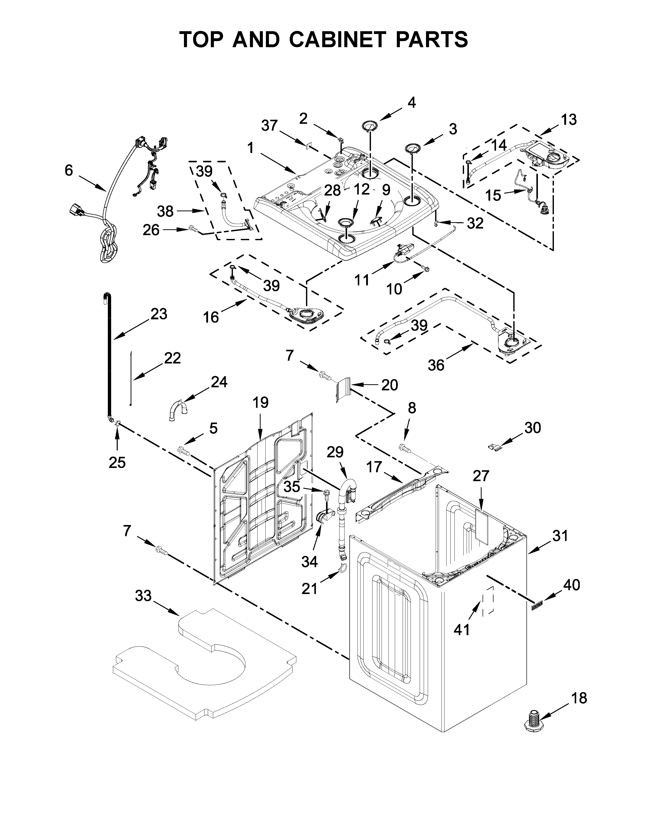 Maytag MVWB965HC0 top and cabinet parts diagram