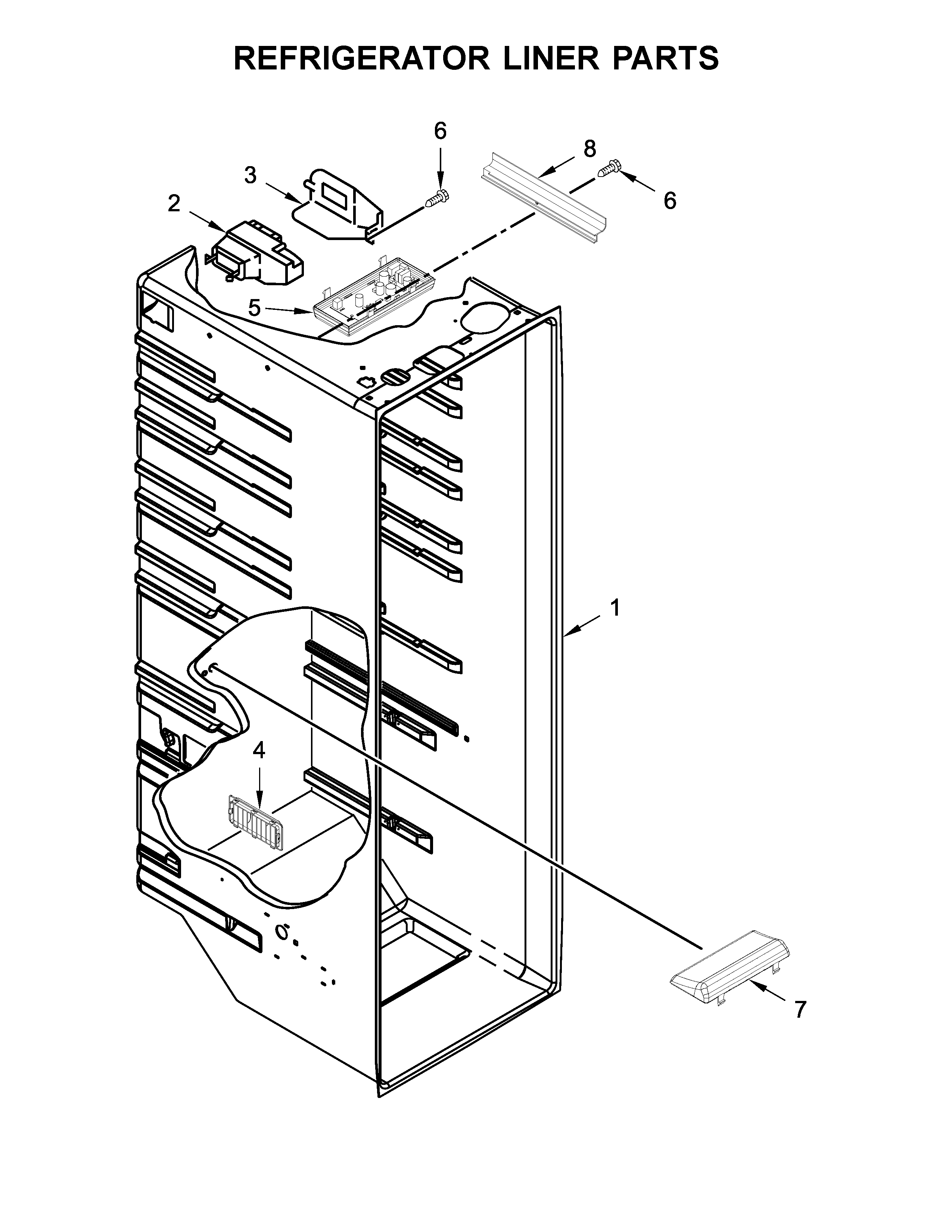 Whirlpool WRS322FNAM00 refrigerator liner parts diagram